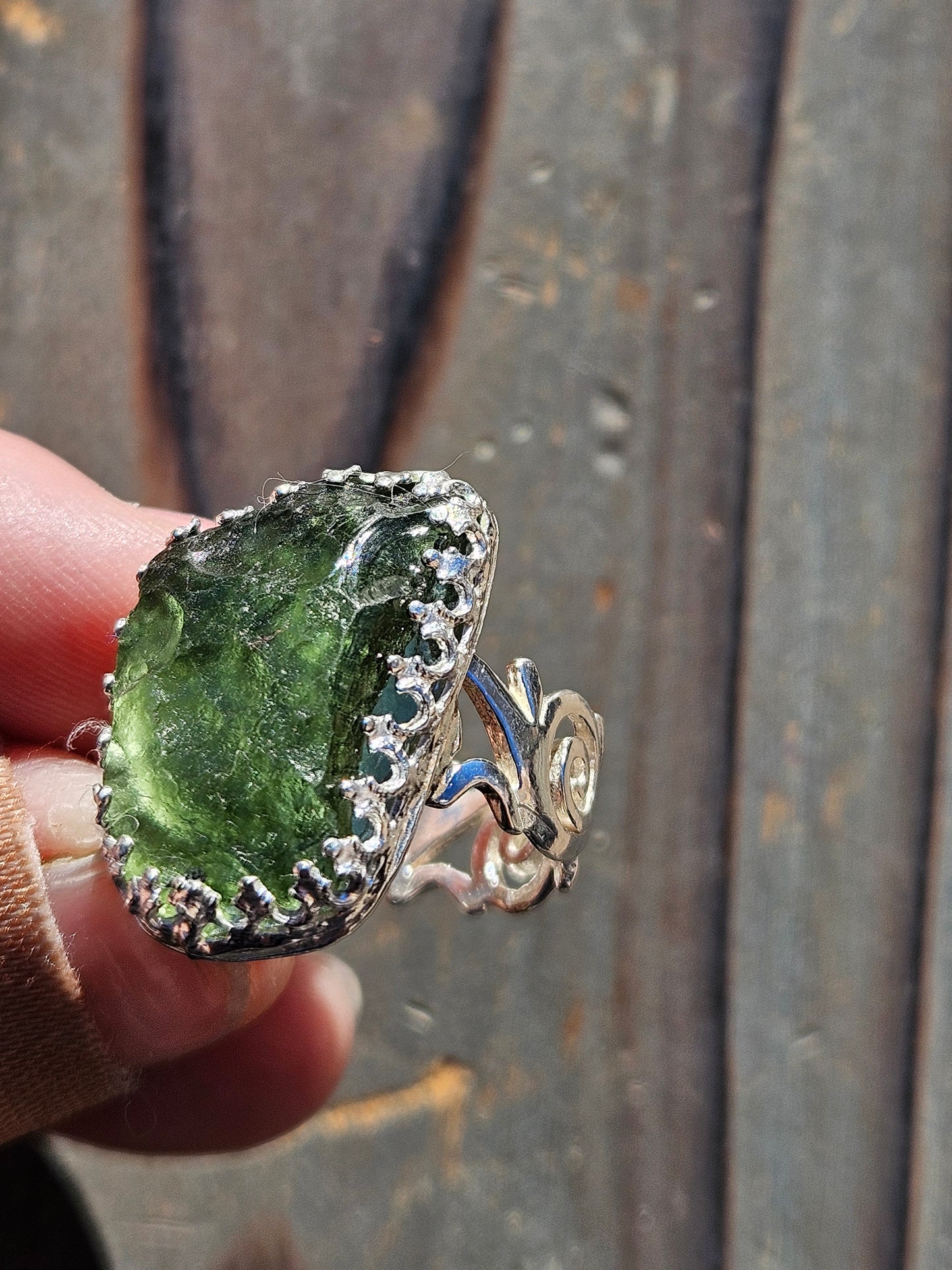 Moldavite Ring, Size 8