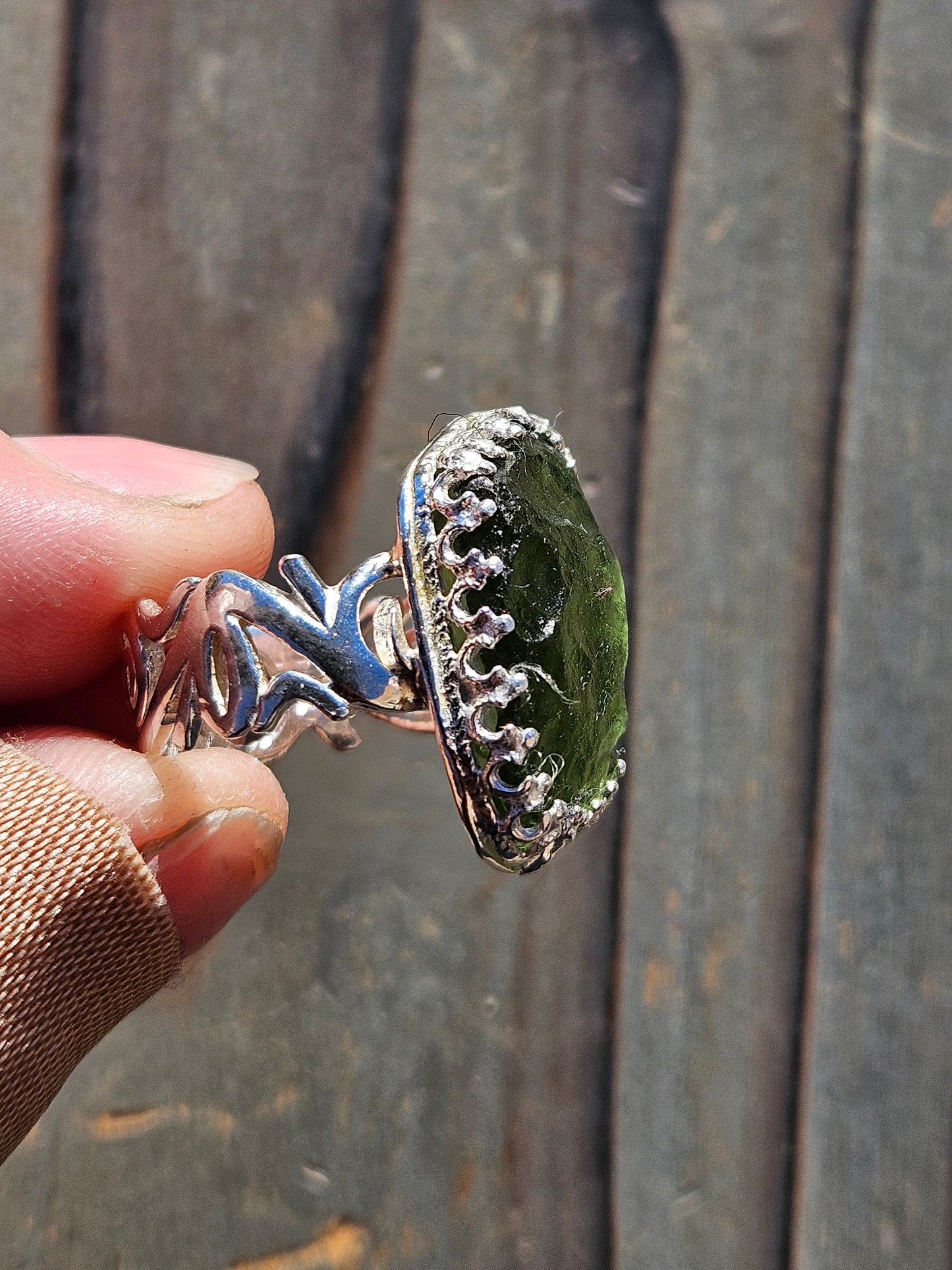 Moldavite Ring, Size 8