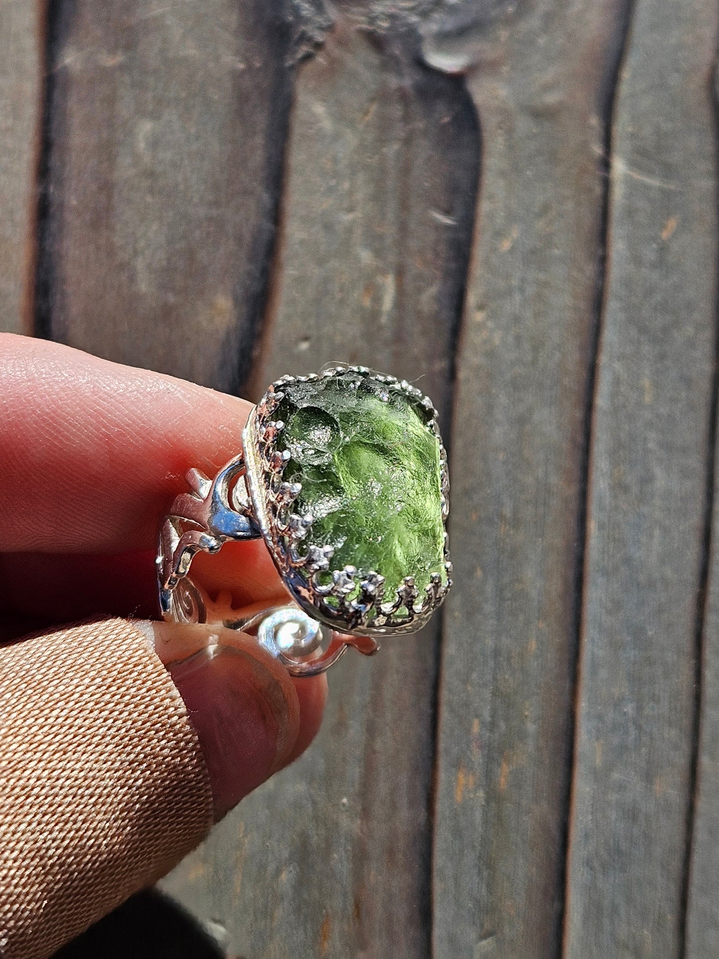 Moldavite Ring, Size 8