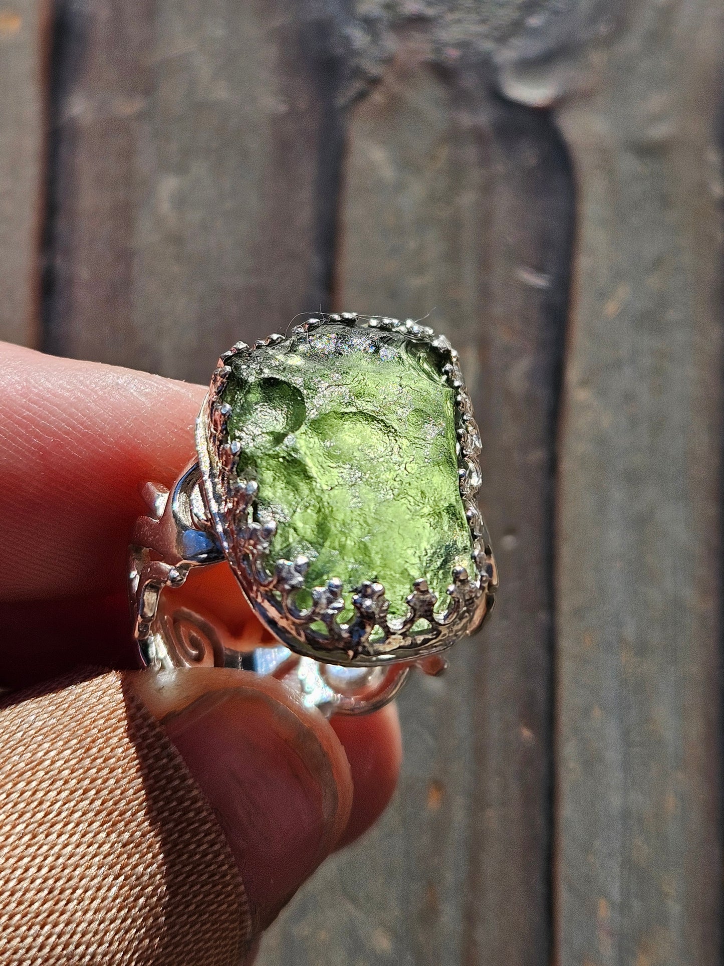 Moldavite Ring, Size 8