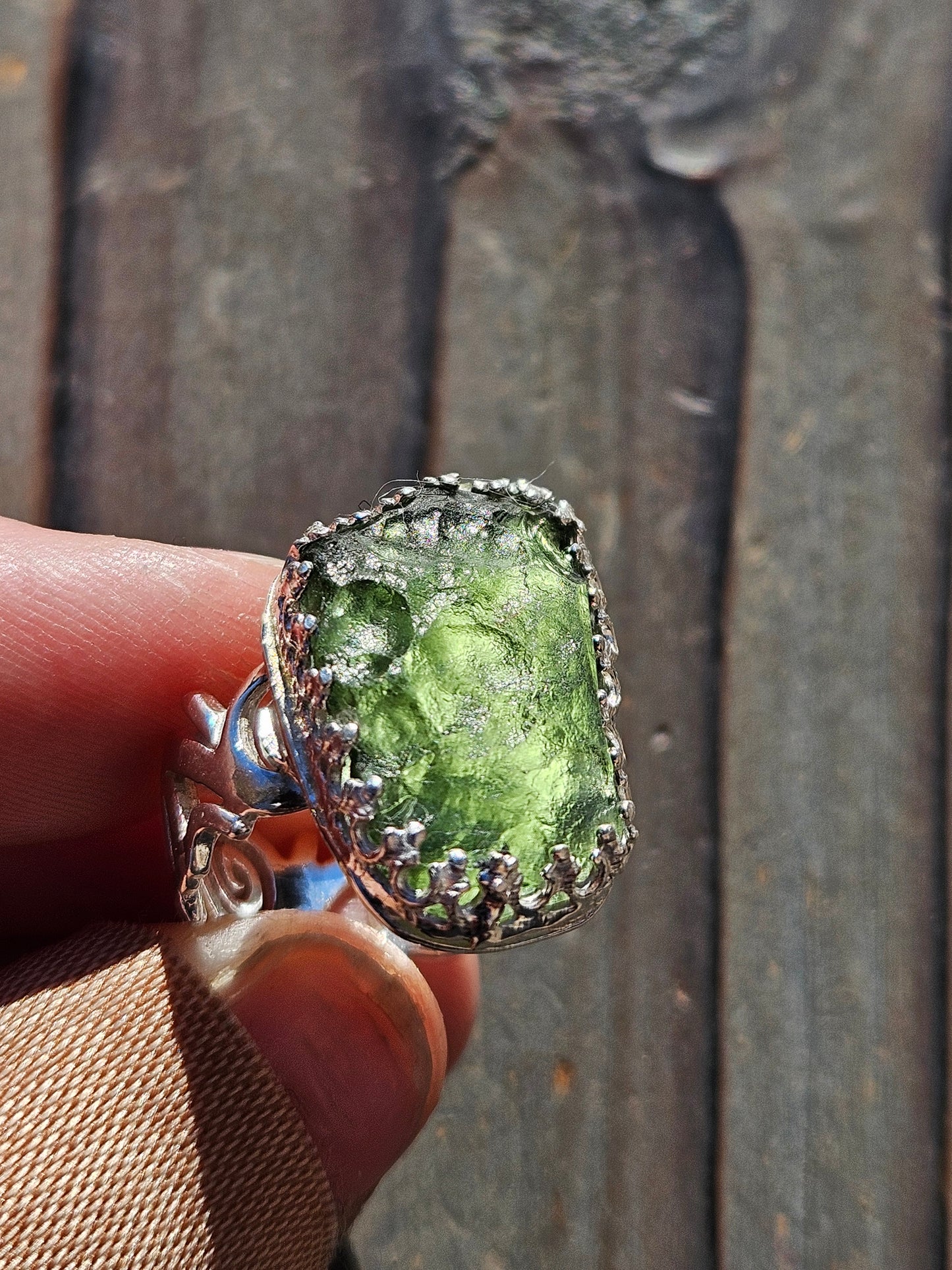 Moldavite Ring, Size 8