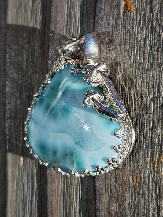 Larimar and Mushroom Pendant