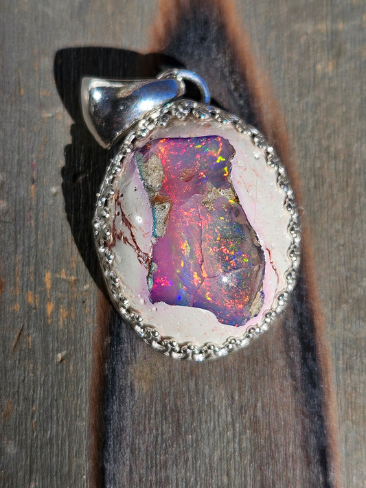 Pink Galaxy Opal Pendant