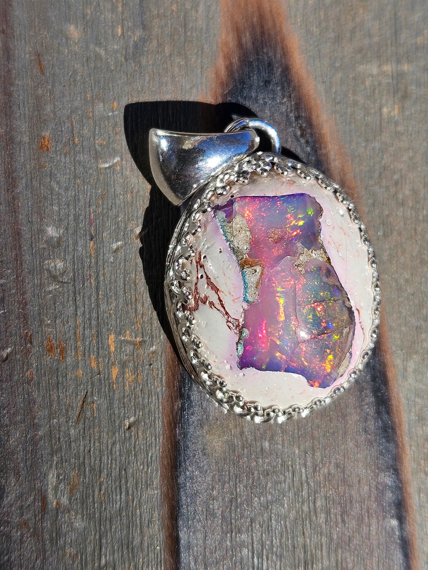 Pink Galaxy Opal Pendant