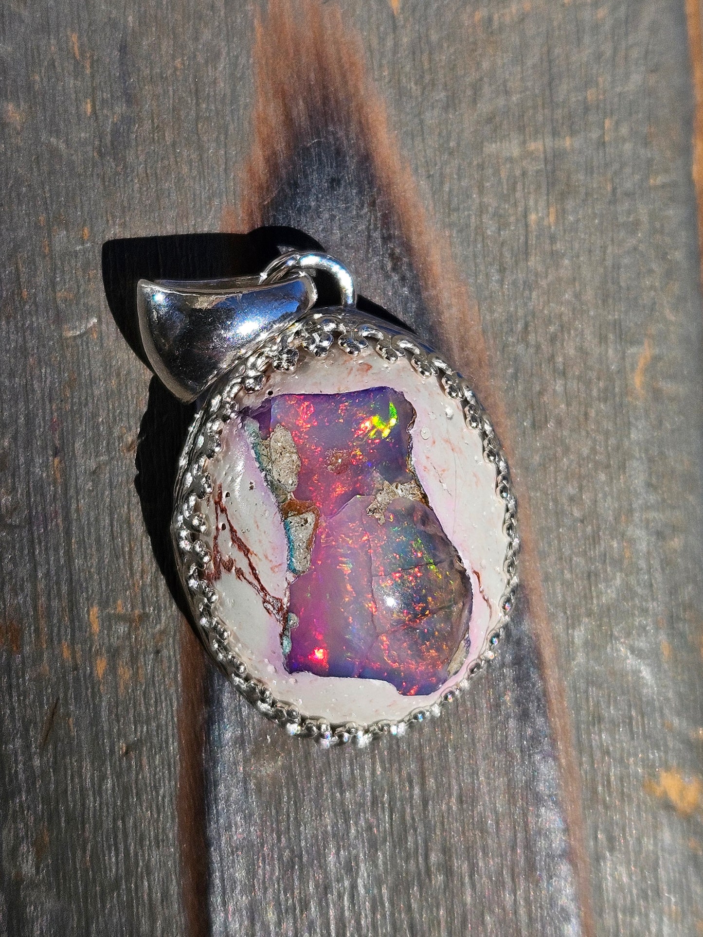 Pink Galaxy Opal Pendant