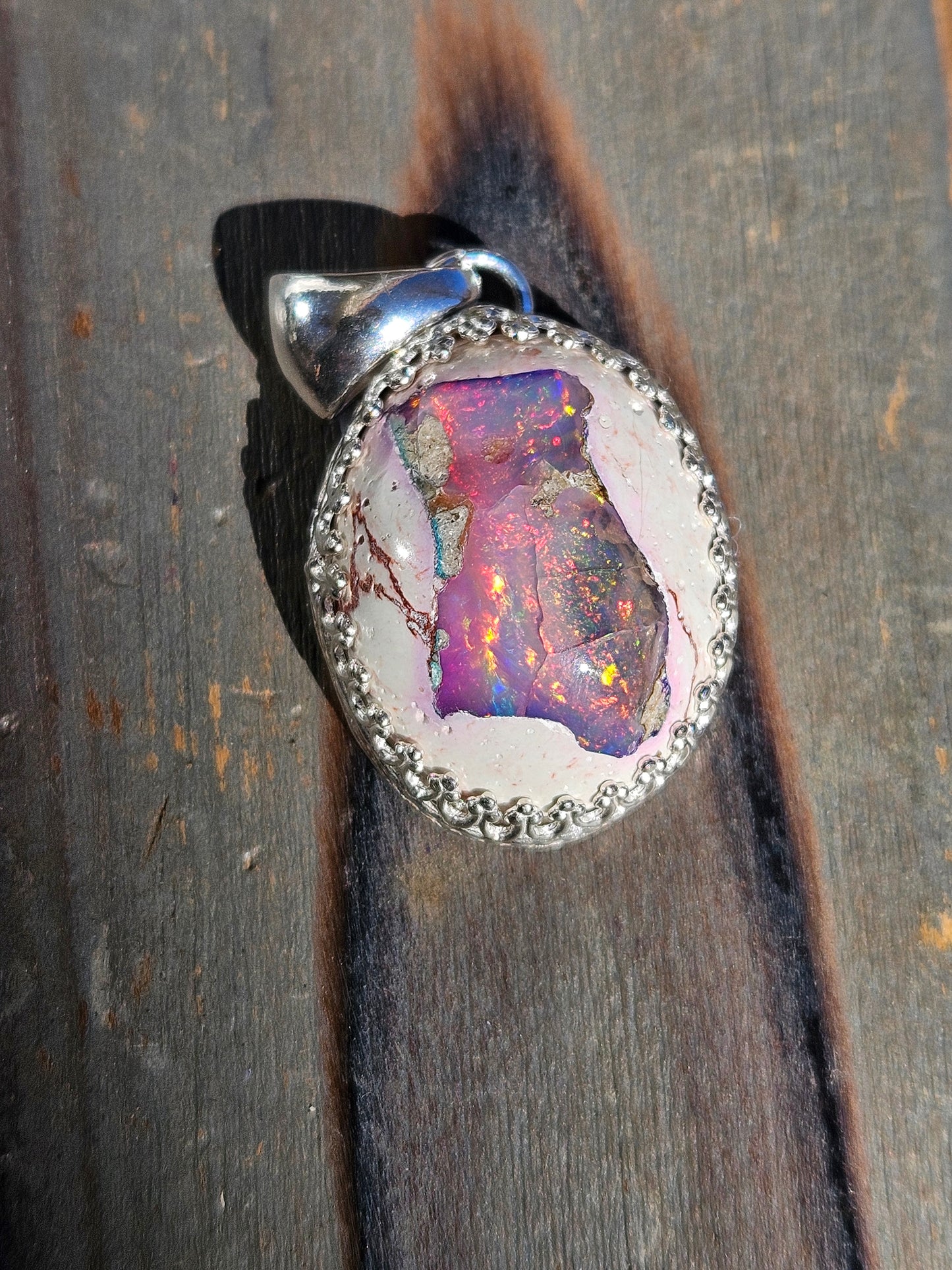 Pink Galaxy Opal Pendant