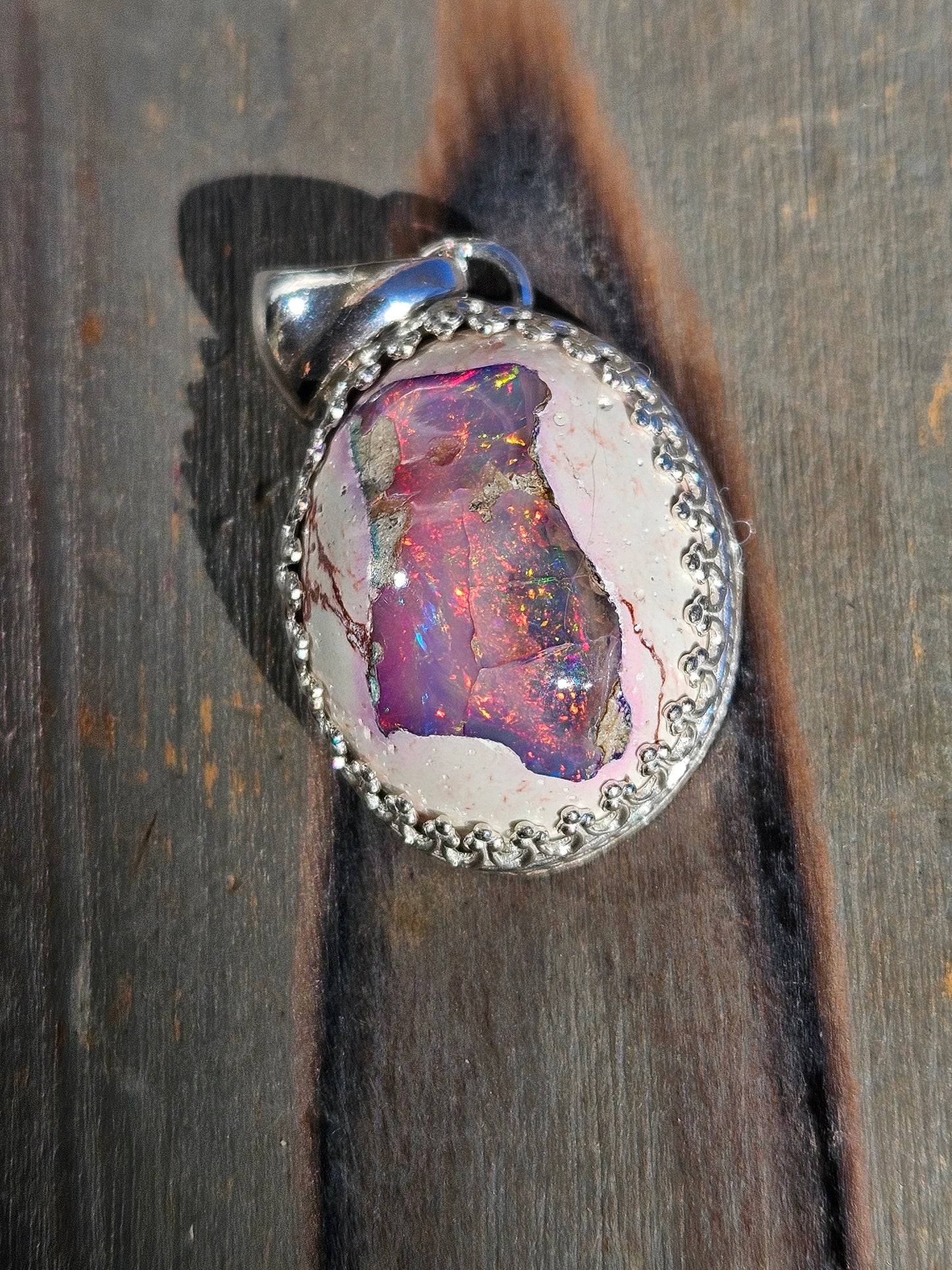 Pink Galaxy Opal Pendant