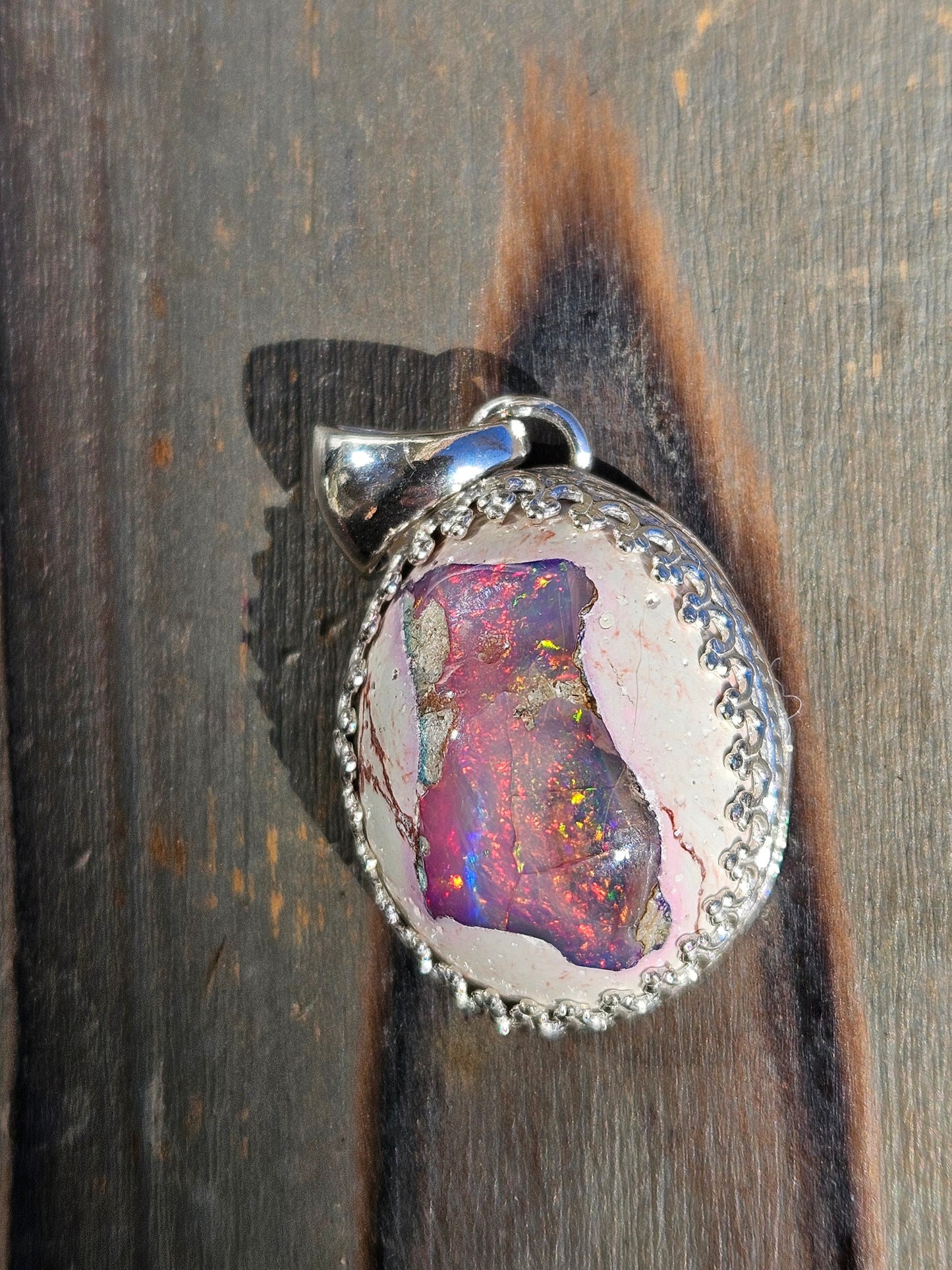 Pink Galaxy Opal Pendant