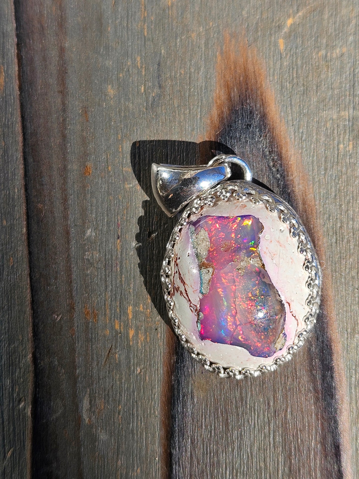 Pink Galaxy Opal Pendant