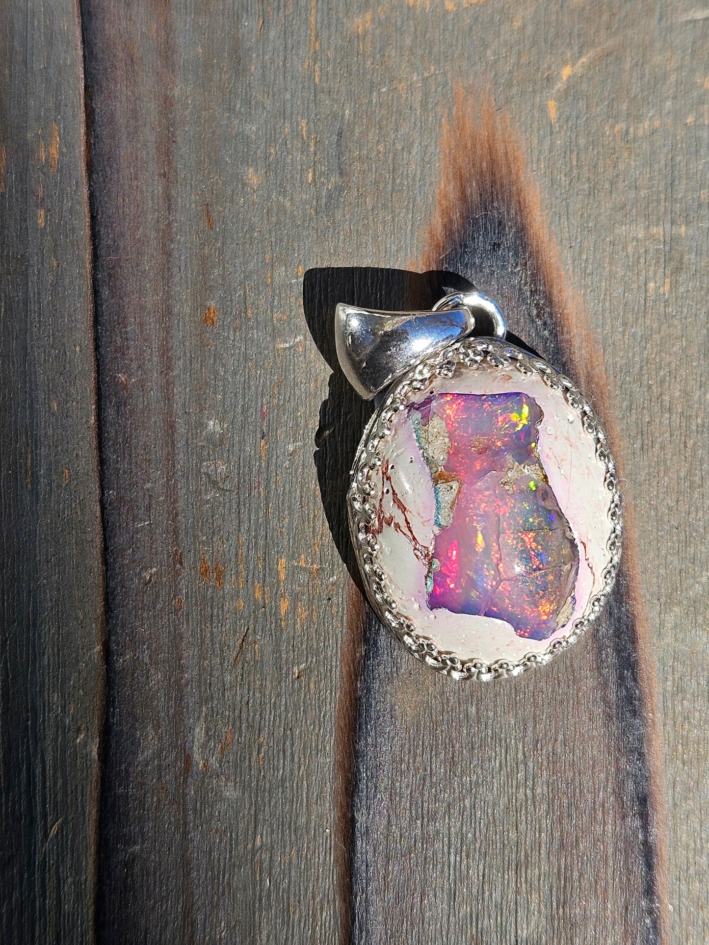 Pink Galaxy Opal Pendant