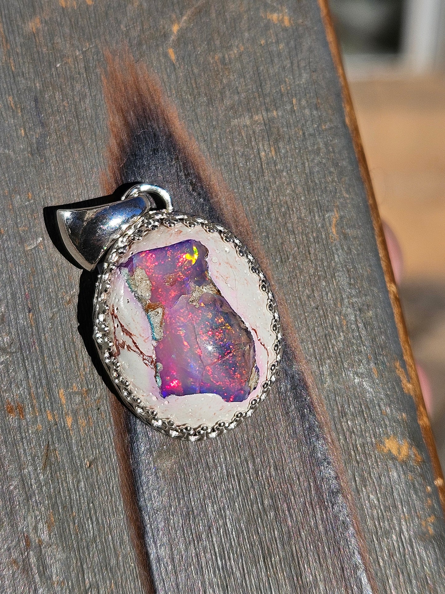 Pink Galaxy Opal Pendant