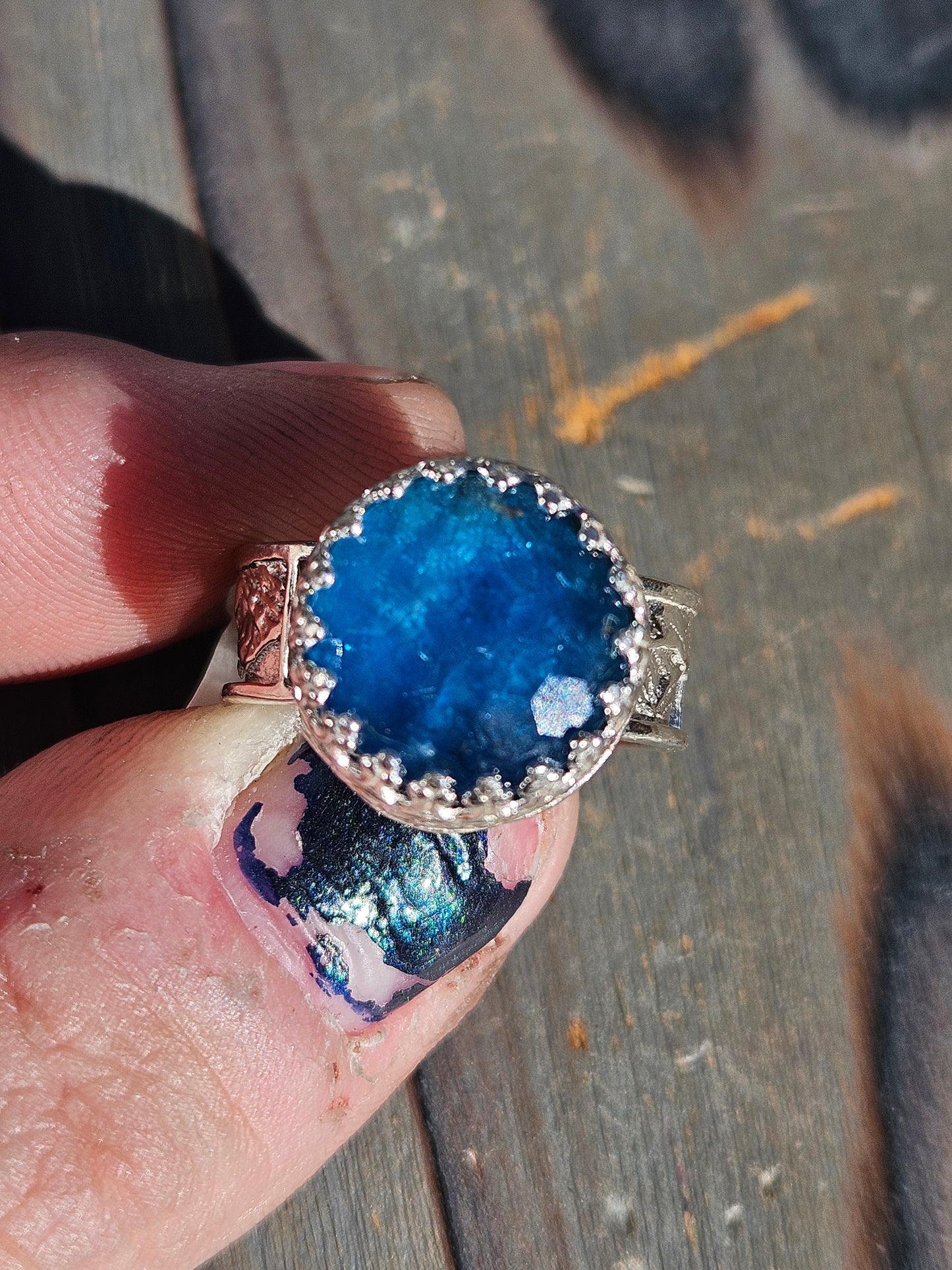 Apatite and Mountain Ring, Size 7