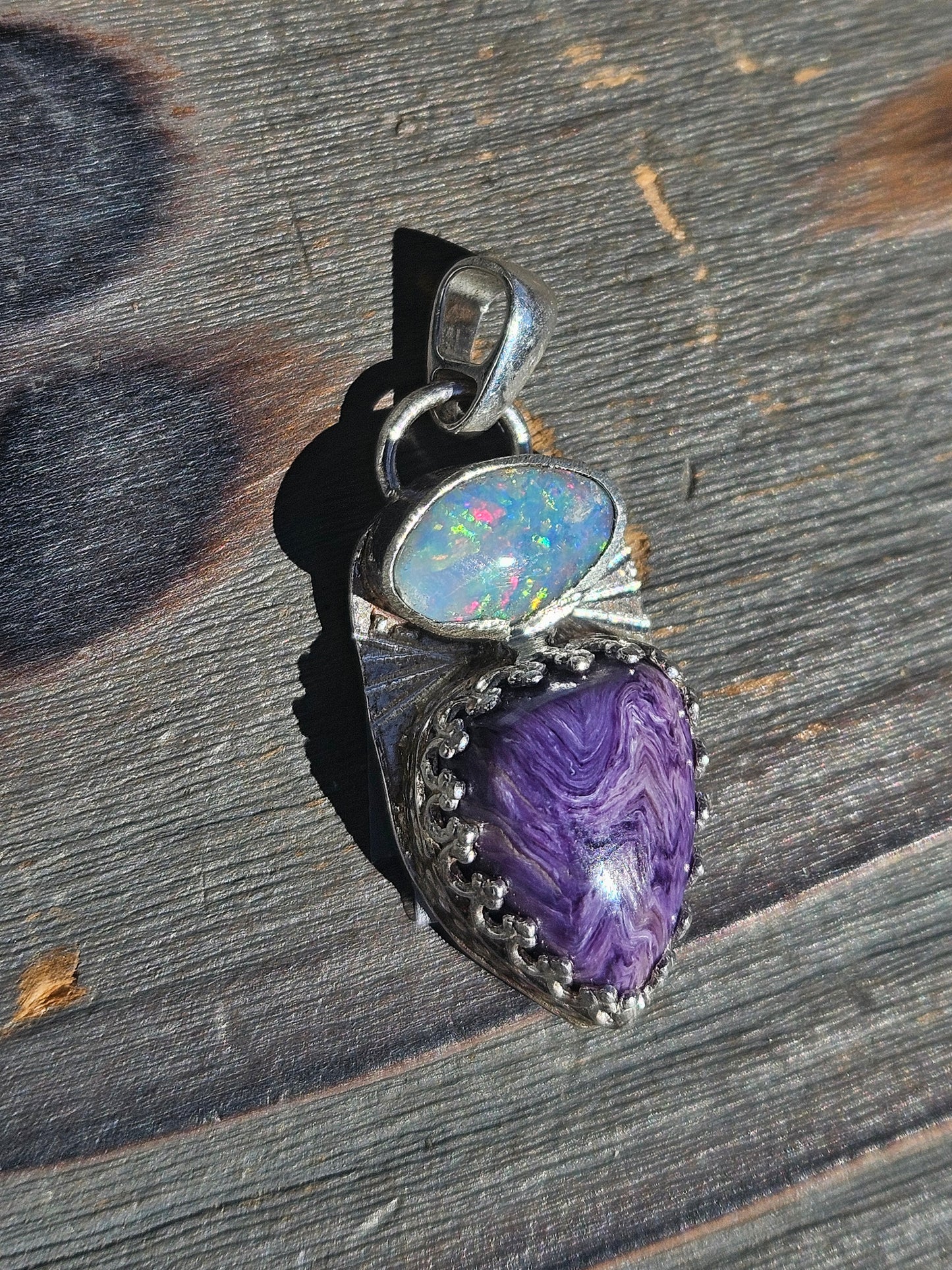 Australian Opal and Charorite Pendant