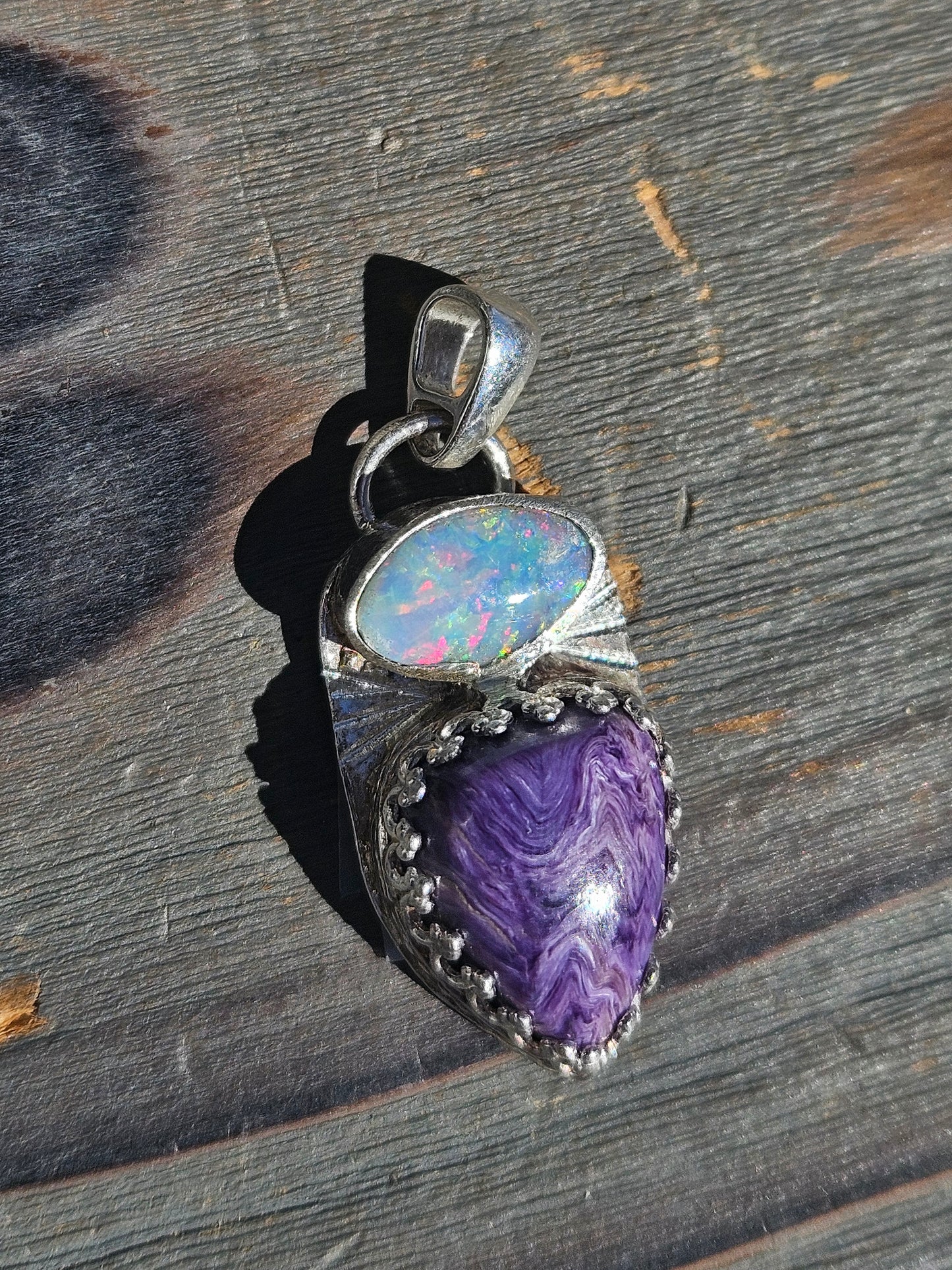 Australian Opal and Charorite Pendant