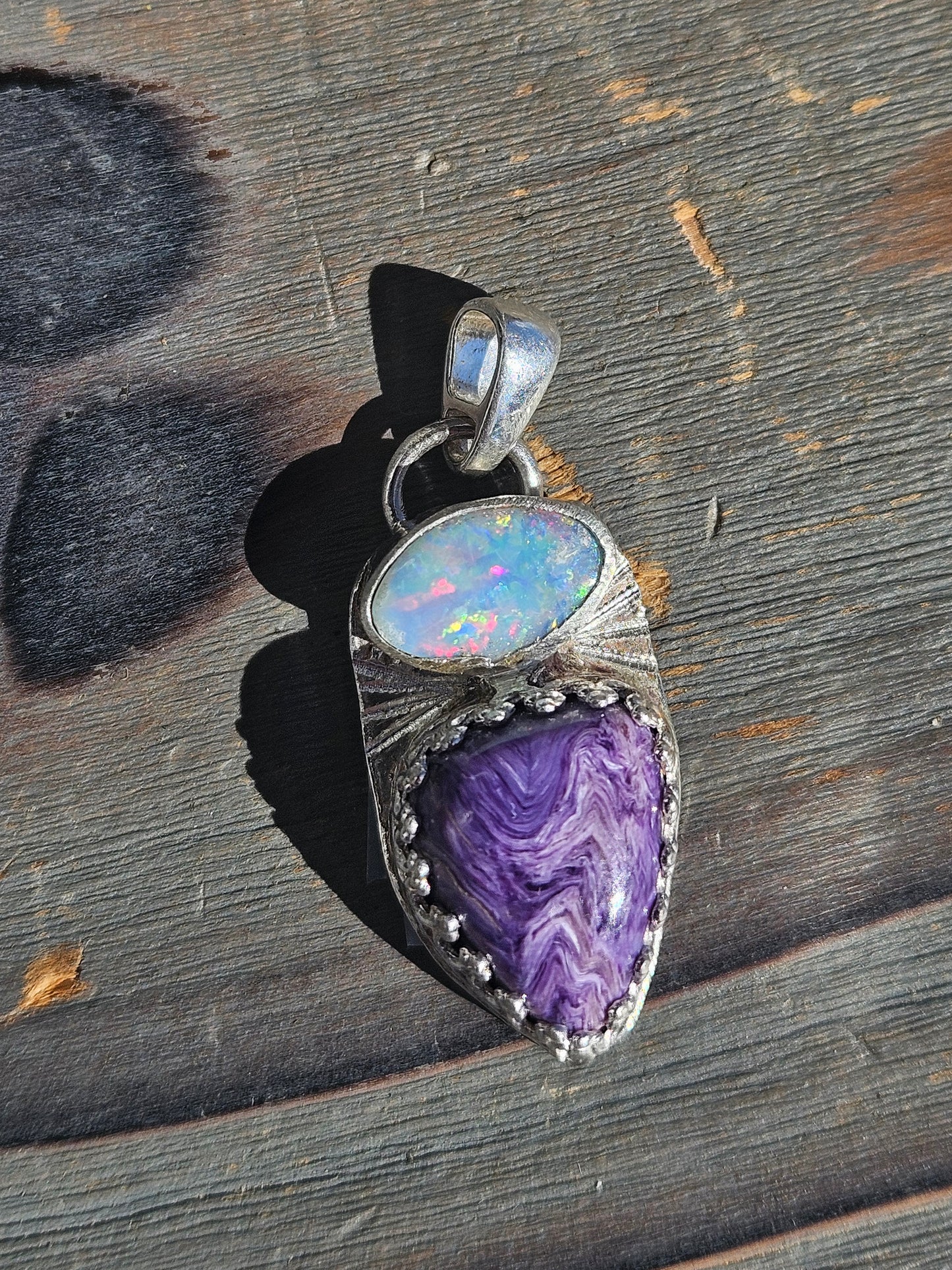 Australian Opal and Charorite Pendant