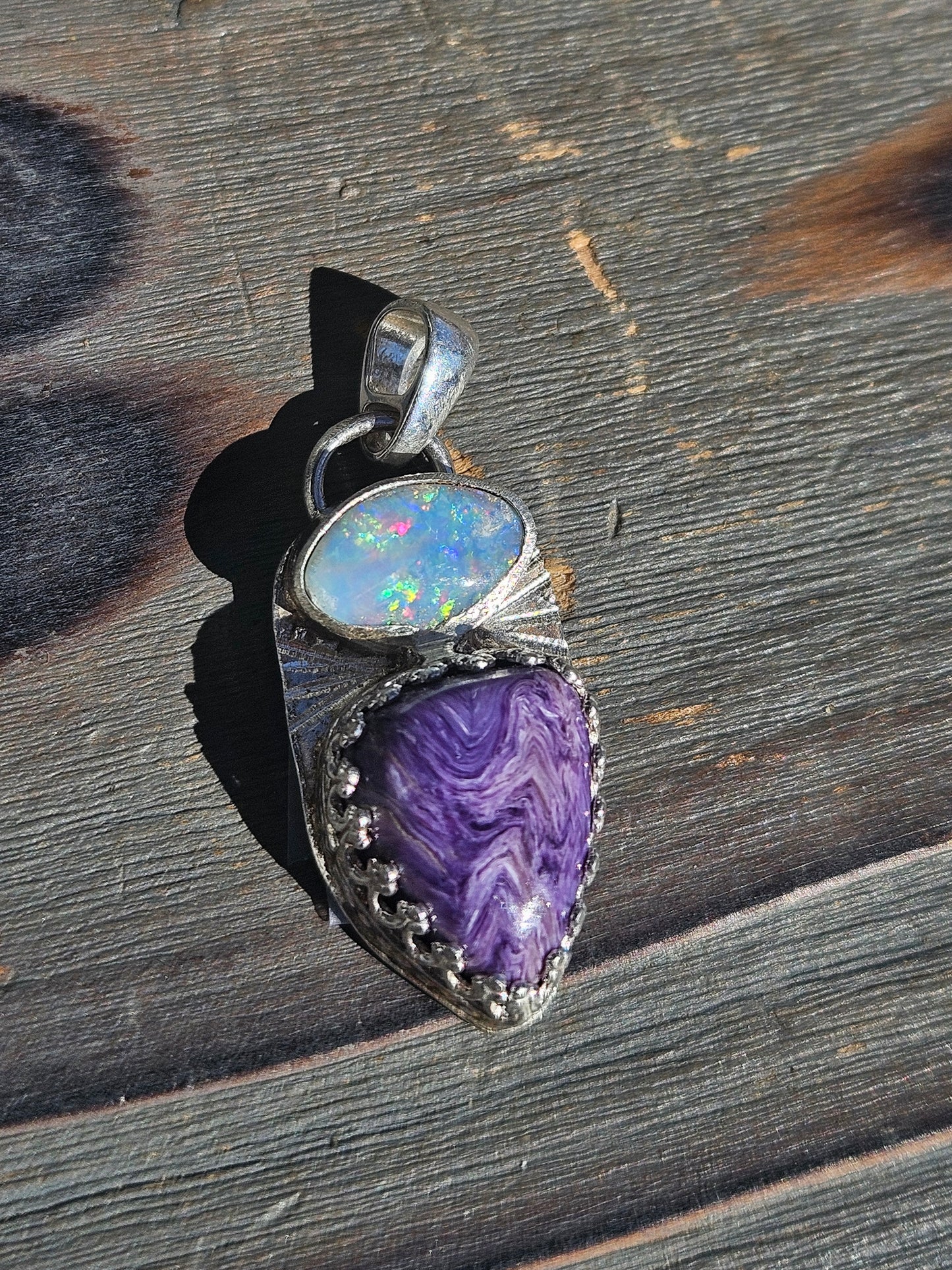 Australian Opal and Charorite Pendant