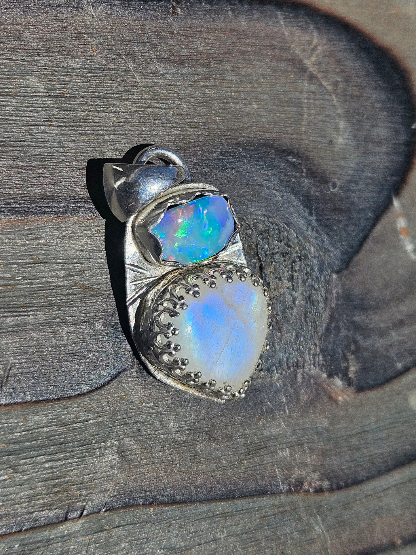 Australian Opal and Moonstone Pendant