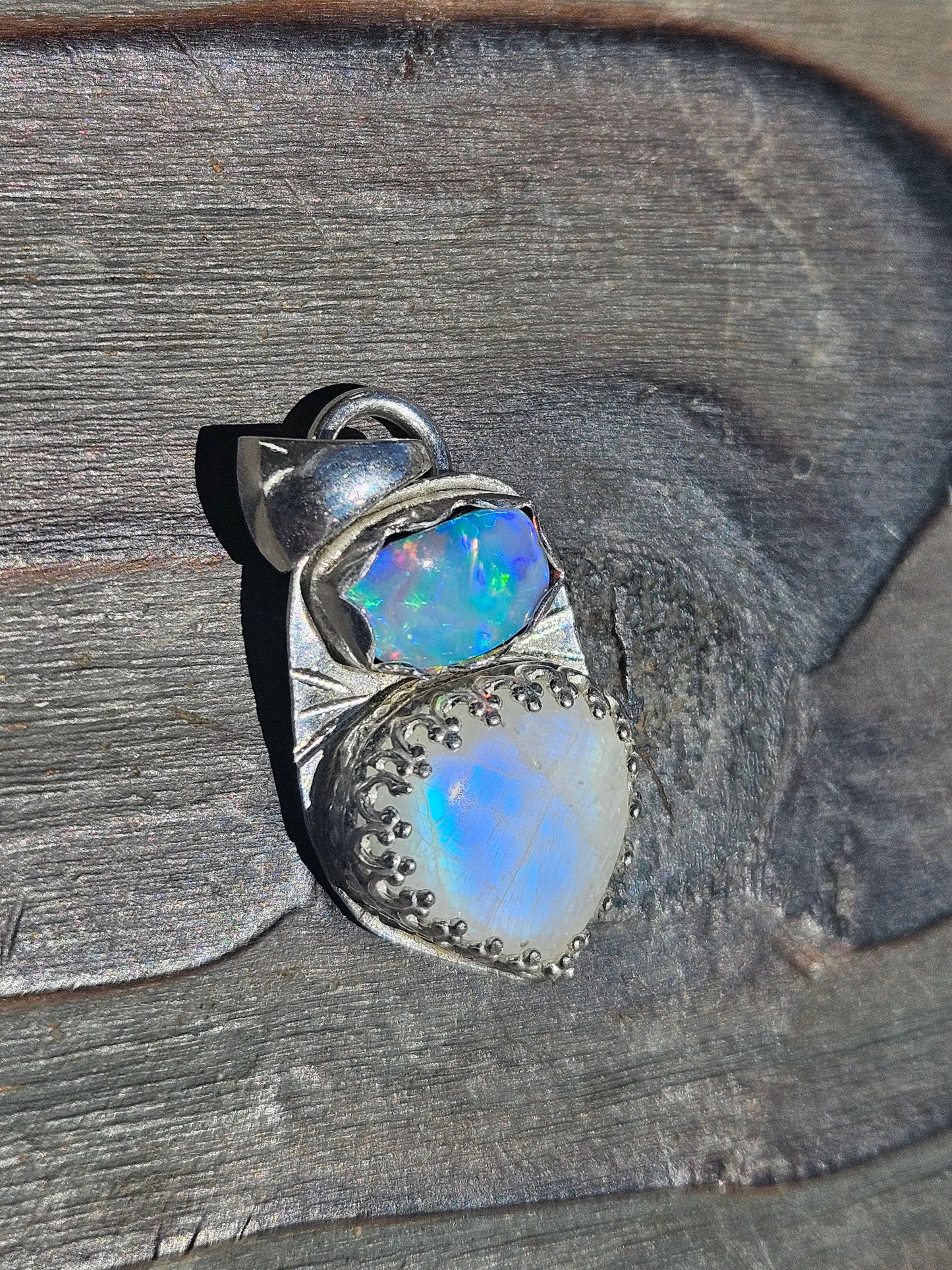 Australian Opal and Moonstone Pendant