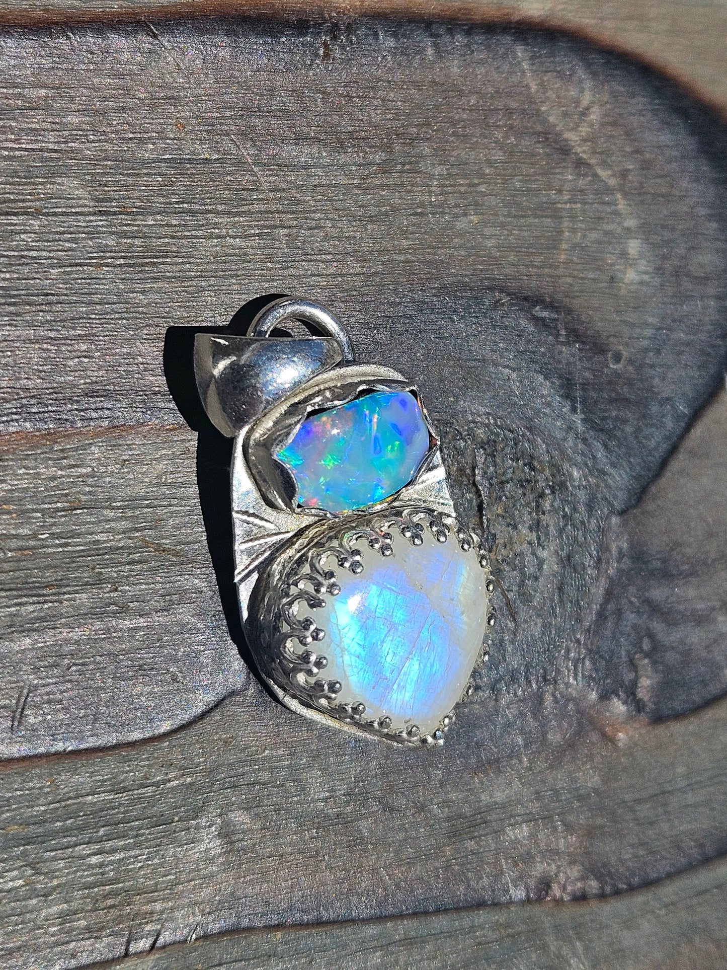 Australian Opal and Moonstone Pendant