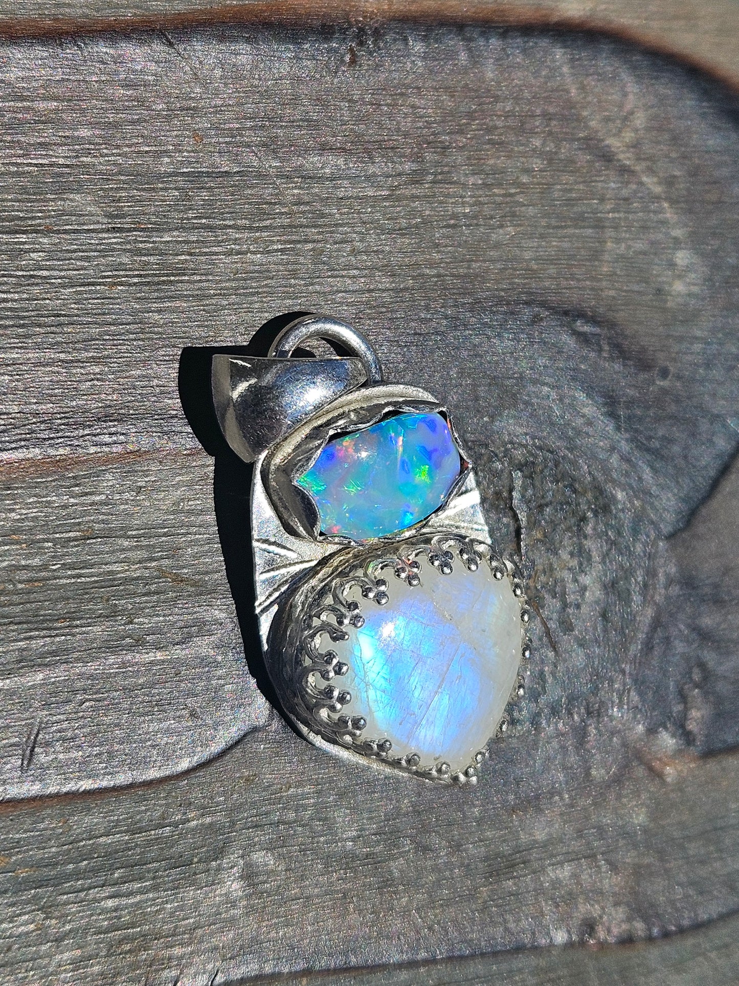 Australian Opal and Moonstone Pendant