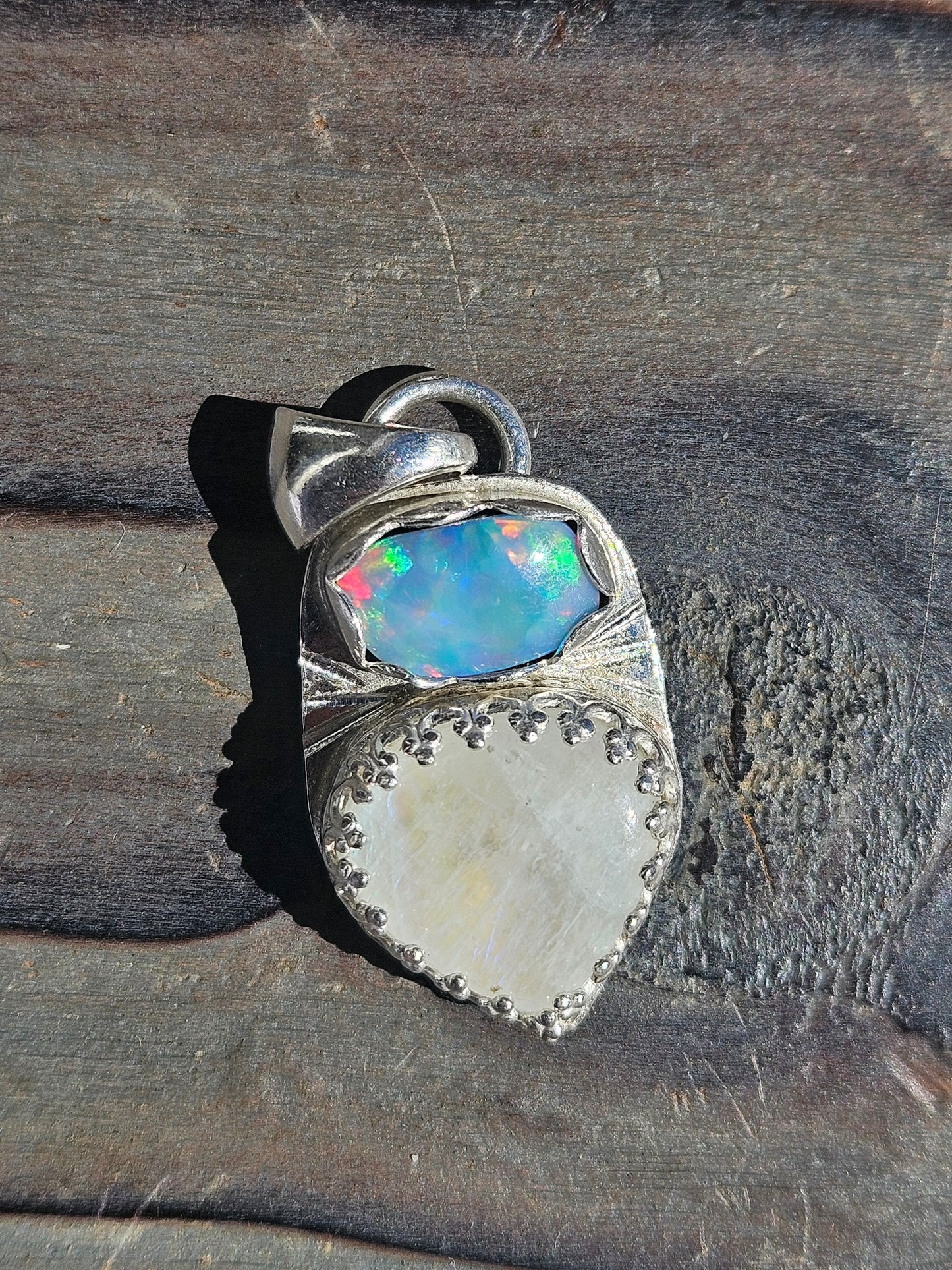 Australian Opal and Moonstone Pendant