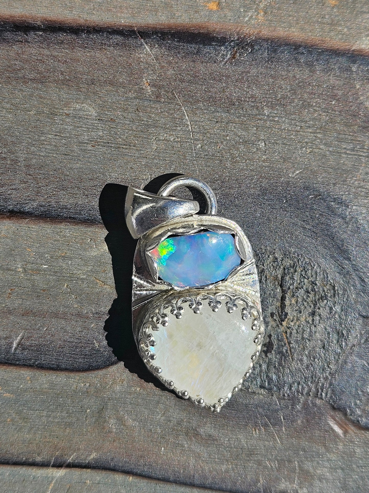 Australian Opal and Moonstone Pendant