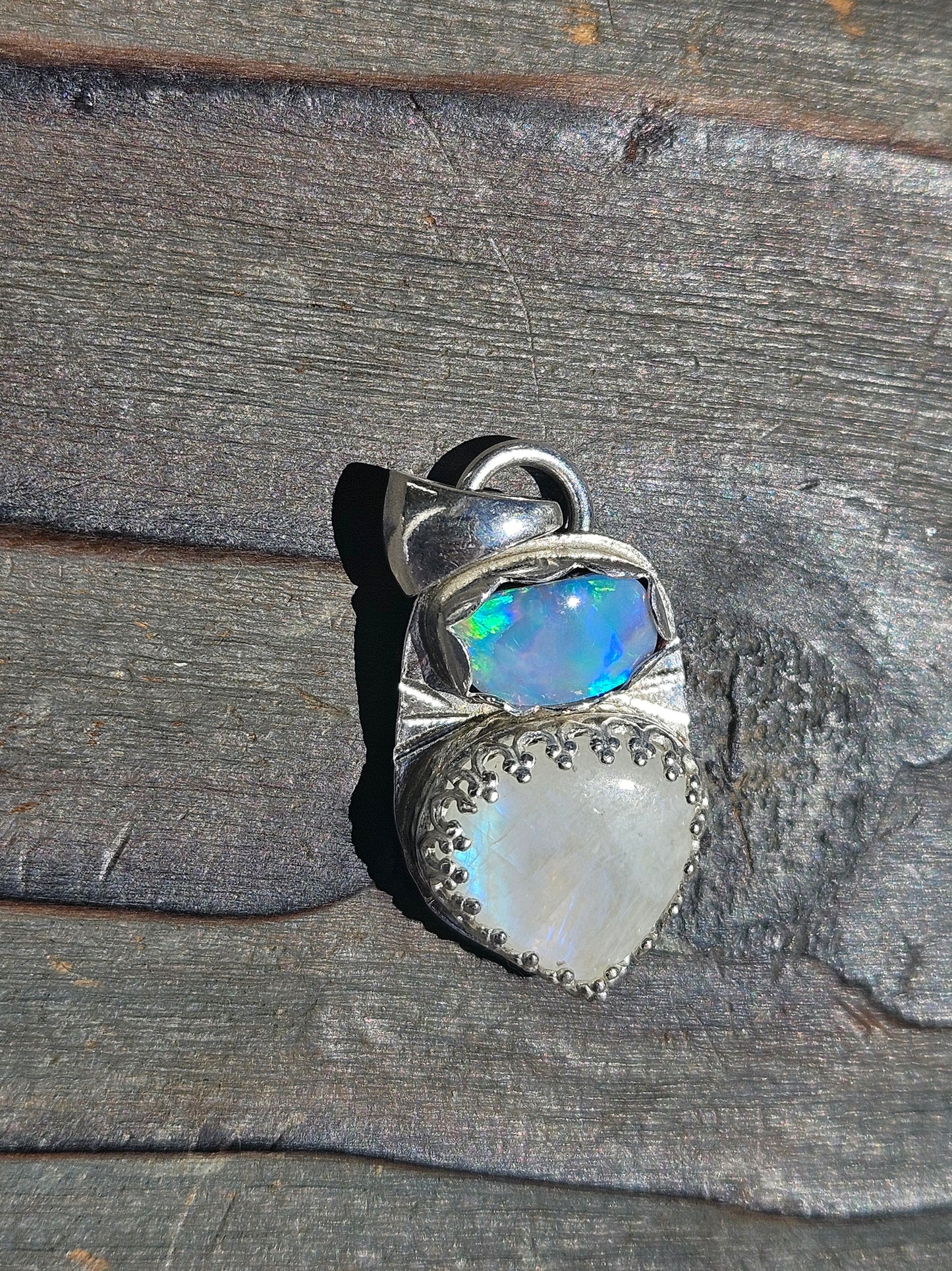 Australian Opal and Moonstone Pendant