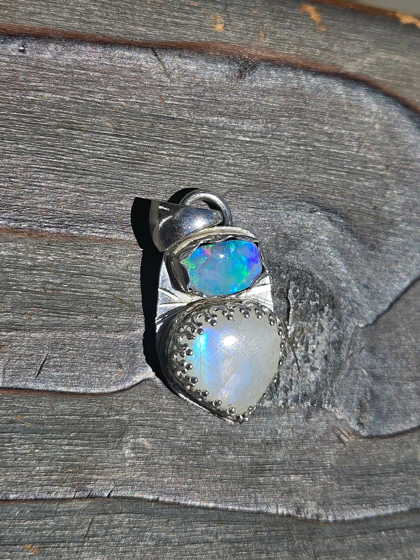 Australian Opal and Moonstone Pendant