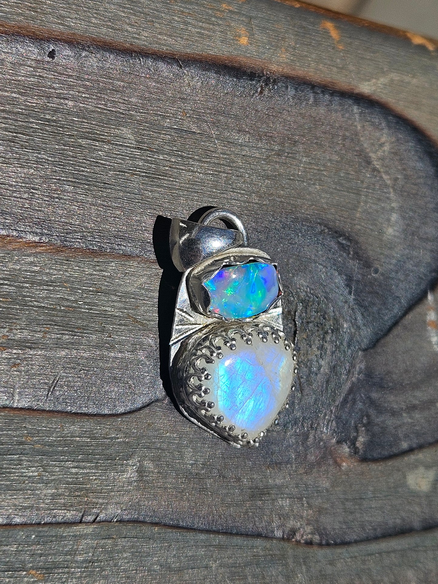 Australian Opal and Moonstone Pendant