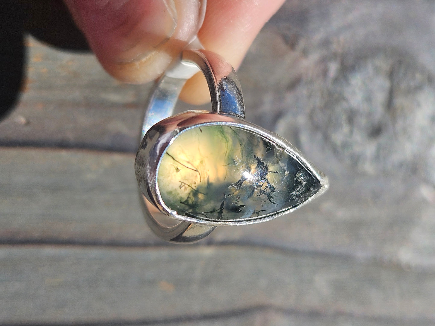 Moss Agate Ring, Size 7.5