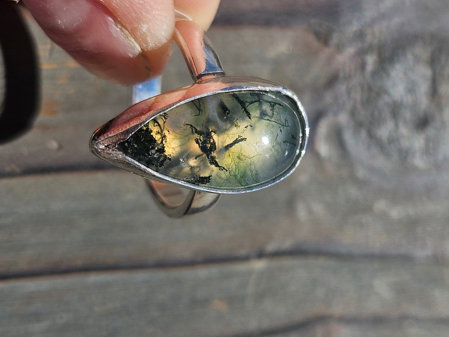 Moss Agate Ring, Size 7.5