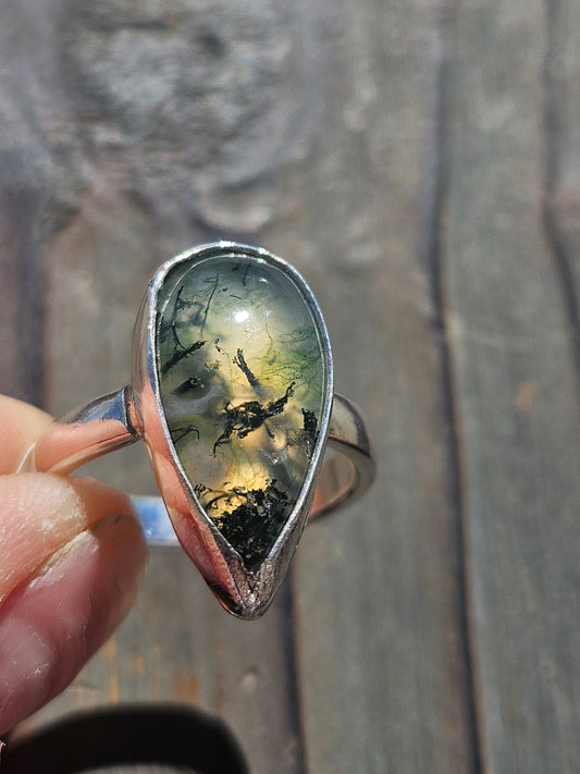 Moss Agate Ring, Size 7.5