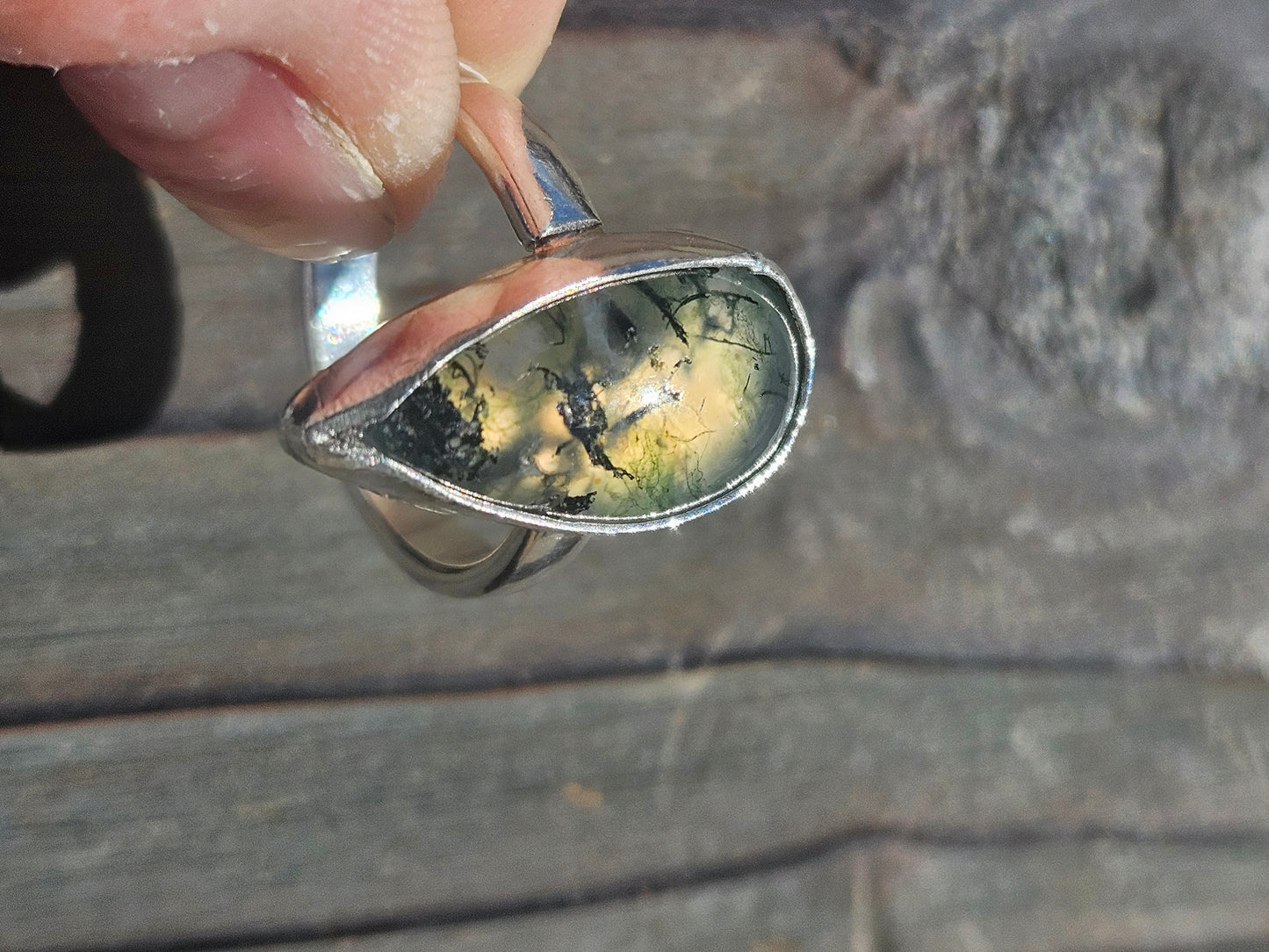 Moss Agate Ring, Size 7.5