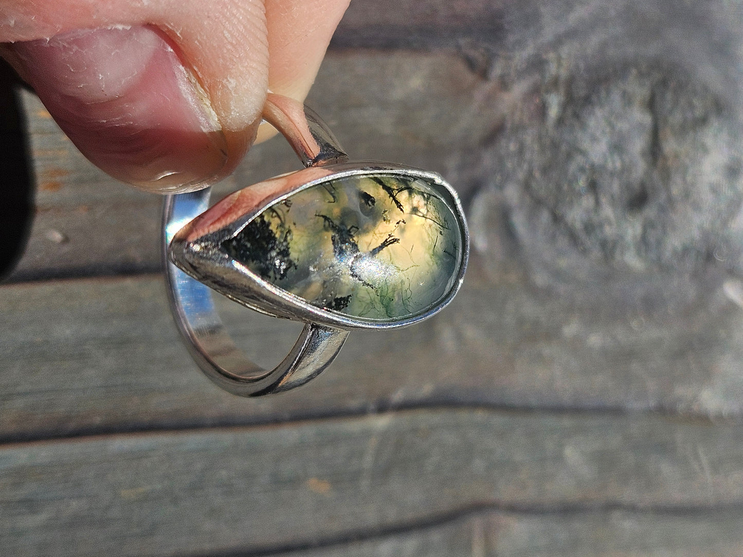 Moss Agate Ring, Size 7.5