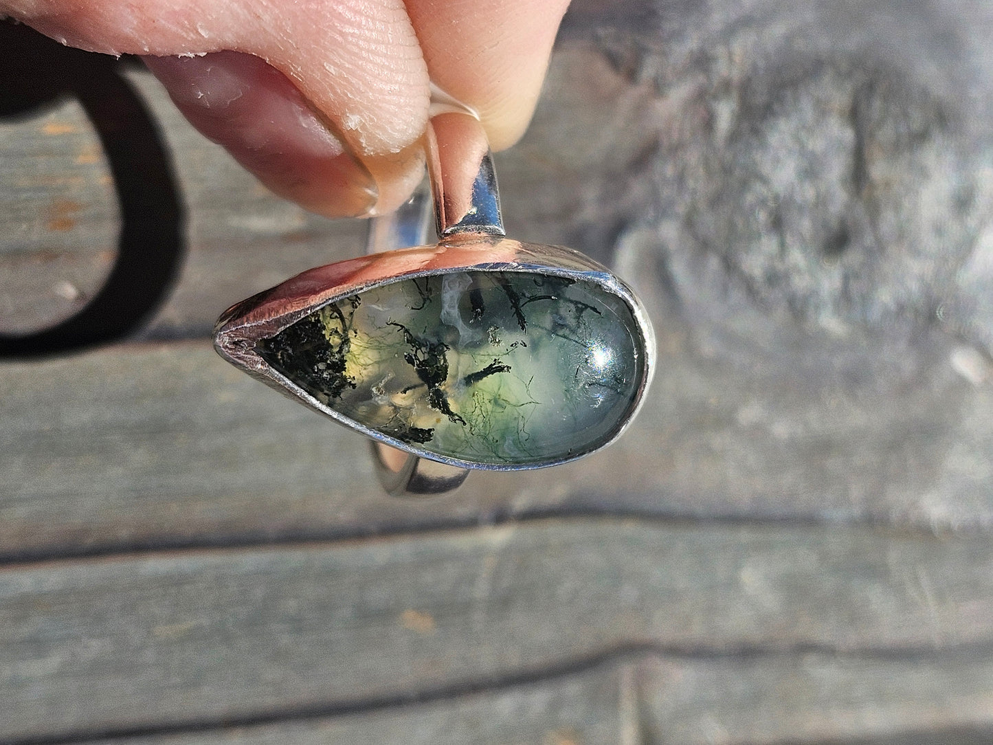 Moss Agate Ring, Size 7.5