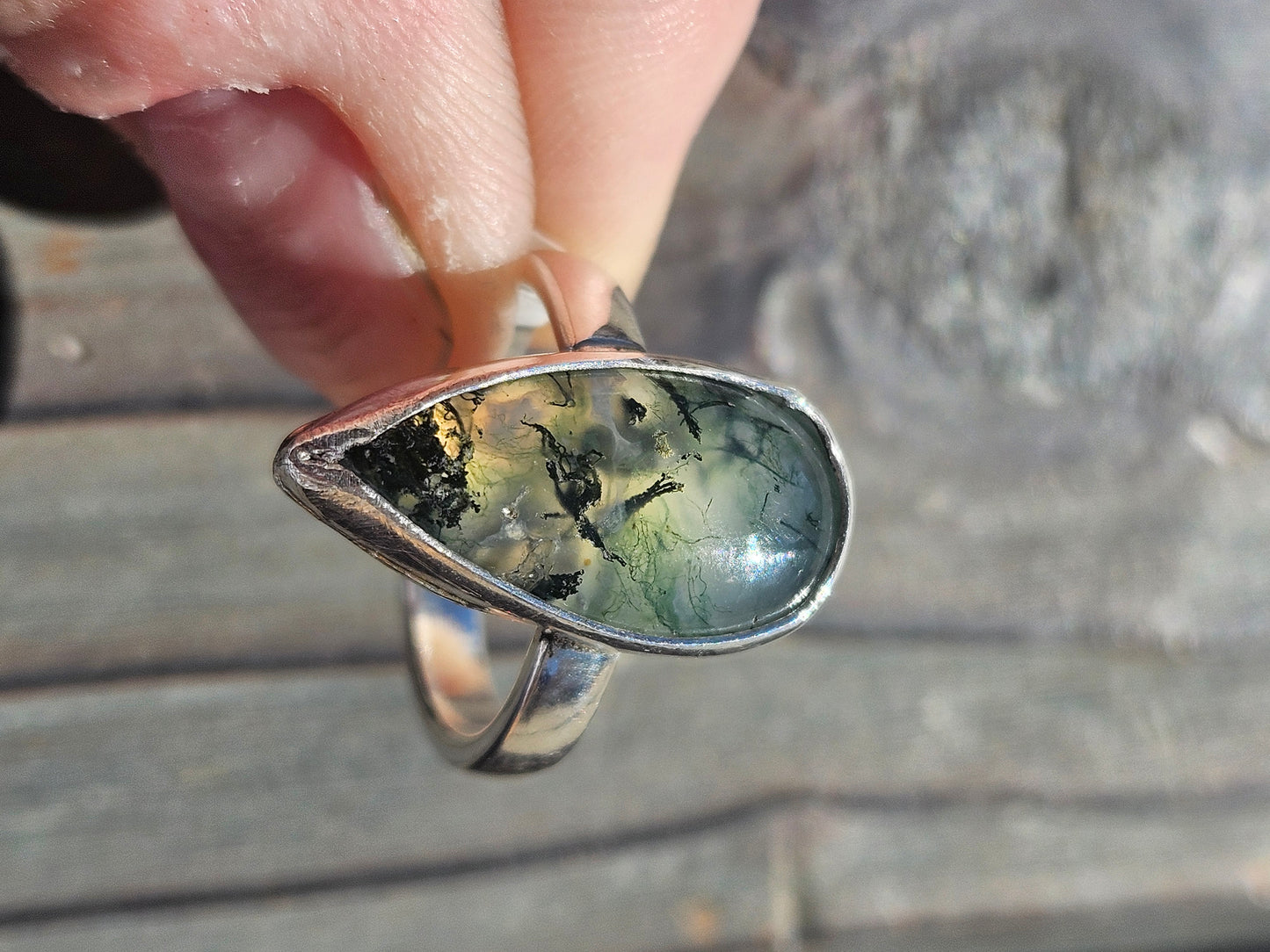 Moss Agate Ring, Size 7.5