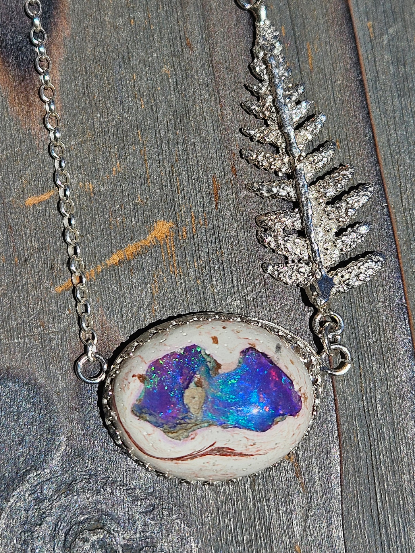 Galaxy Opal and Fern Necklace, 19in