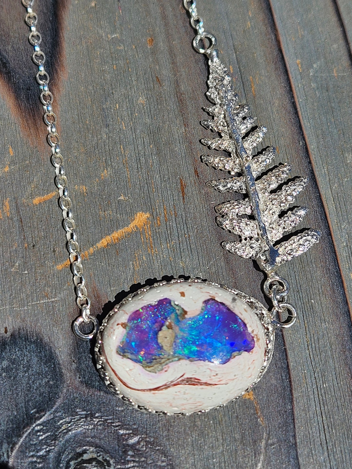 Galaxy Opal and Fern Necklace, 19in