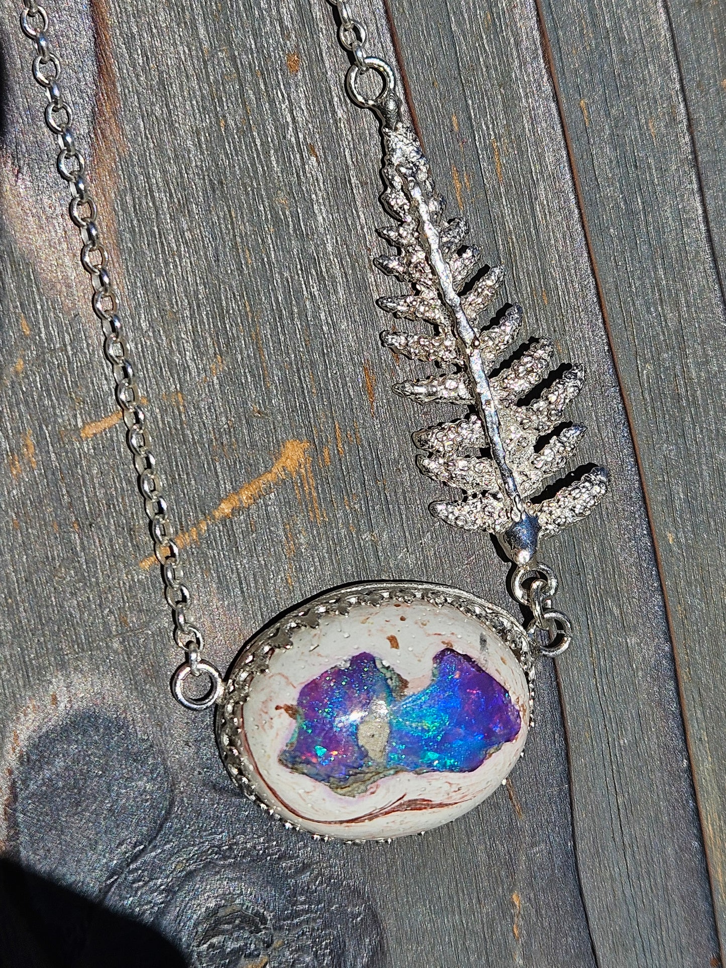 Galaxy Opal and Fern Necklace, 19in