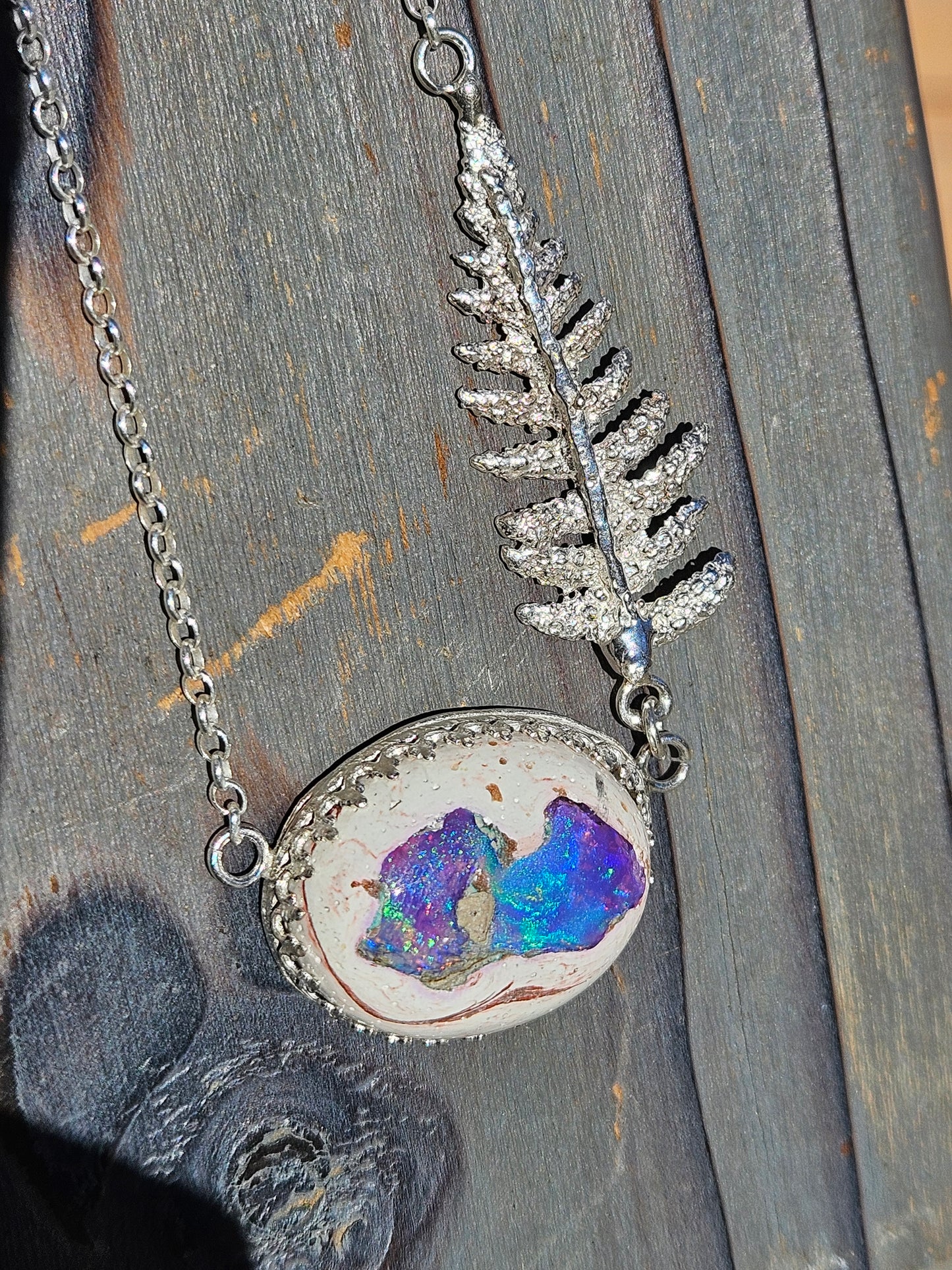 Galaxy Opal and Fern Necklace, 19in