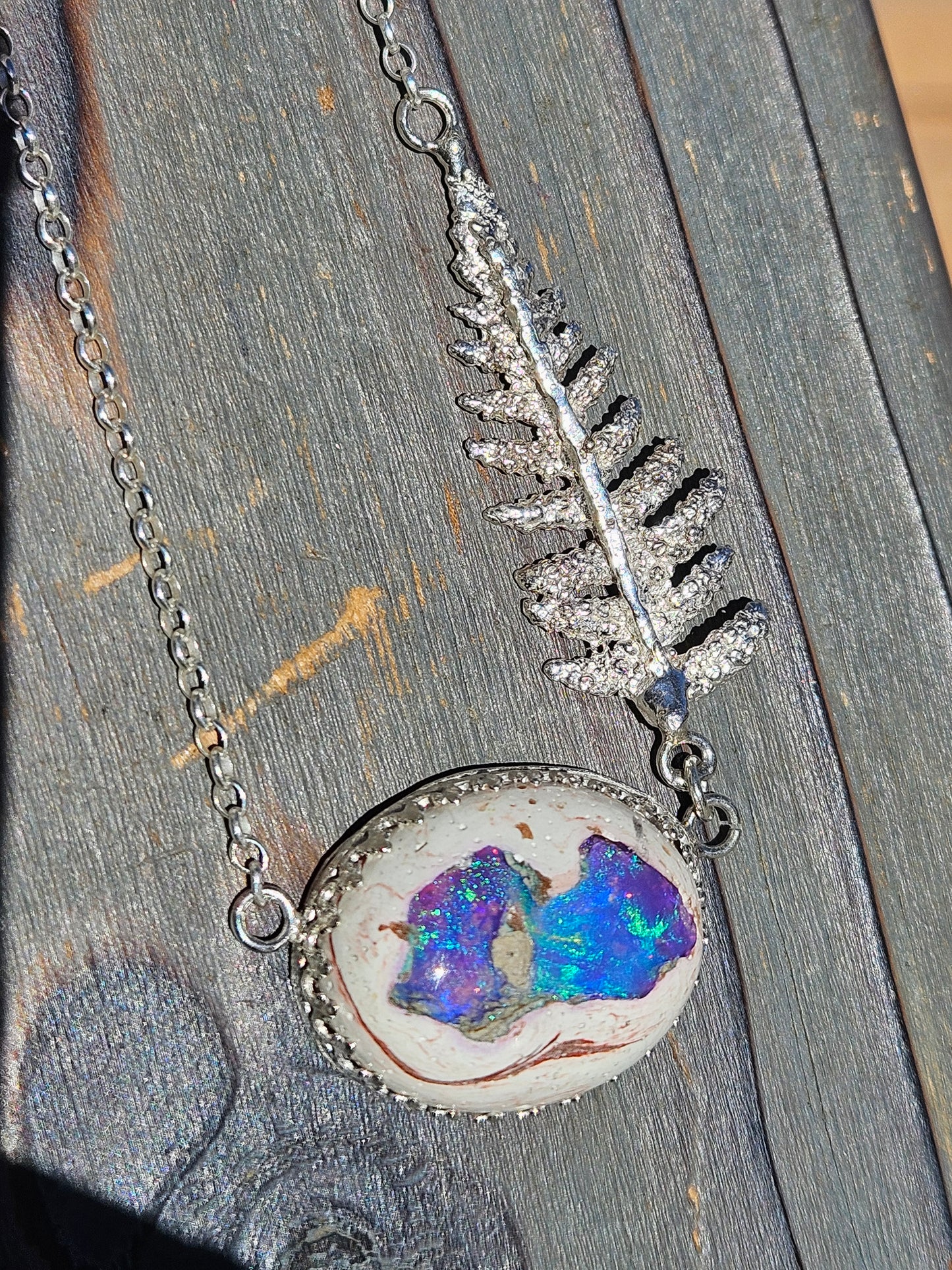 Galaxy Opal and Fern Necklace, 19in