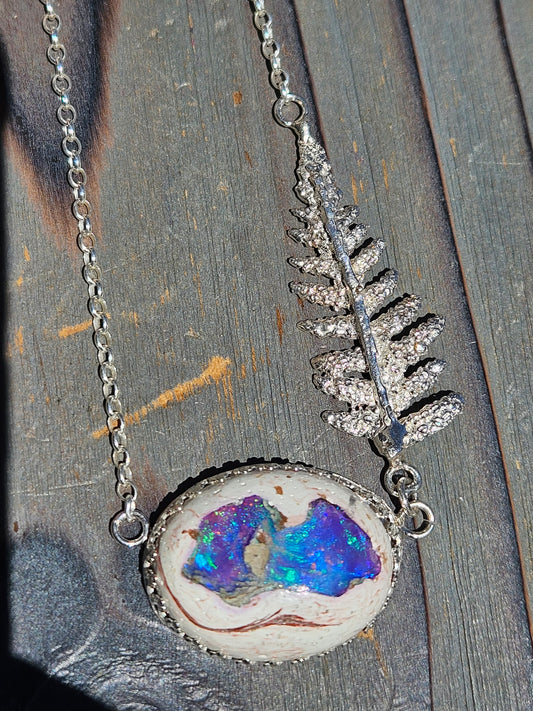 Galaxy Opal and Fern Necklace, 19in