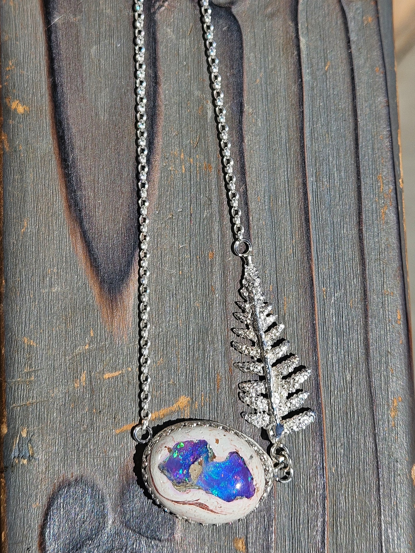 Galaxy Opal and Fern Necklace, 19in