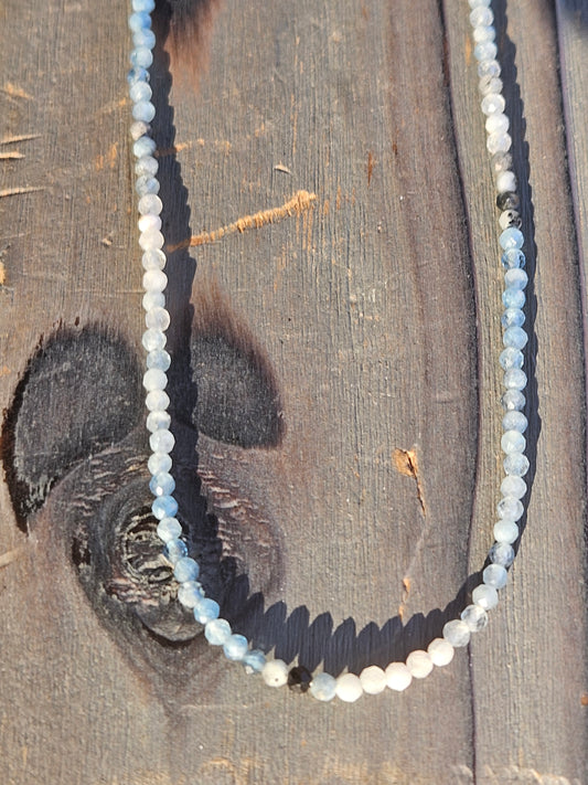 Aquamarine Beaded Necklace, 16in