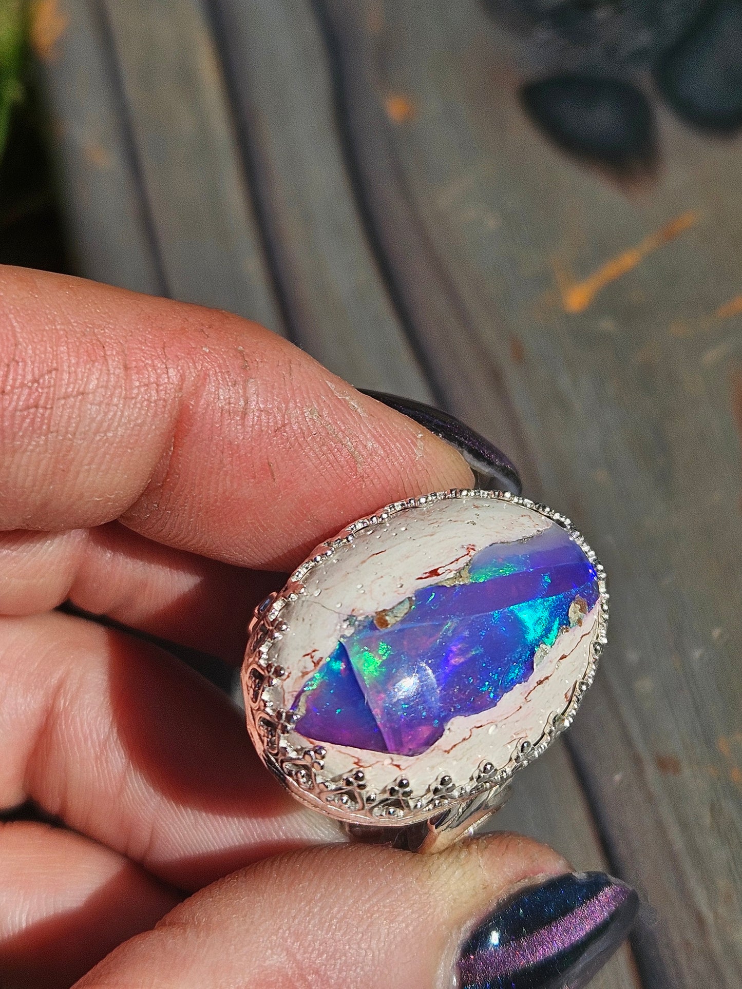 Galaxy Opal Ring, Size 8