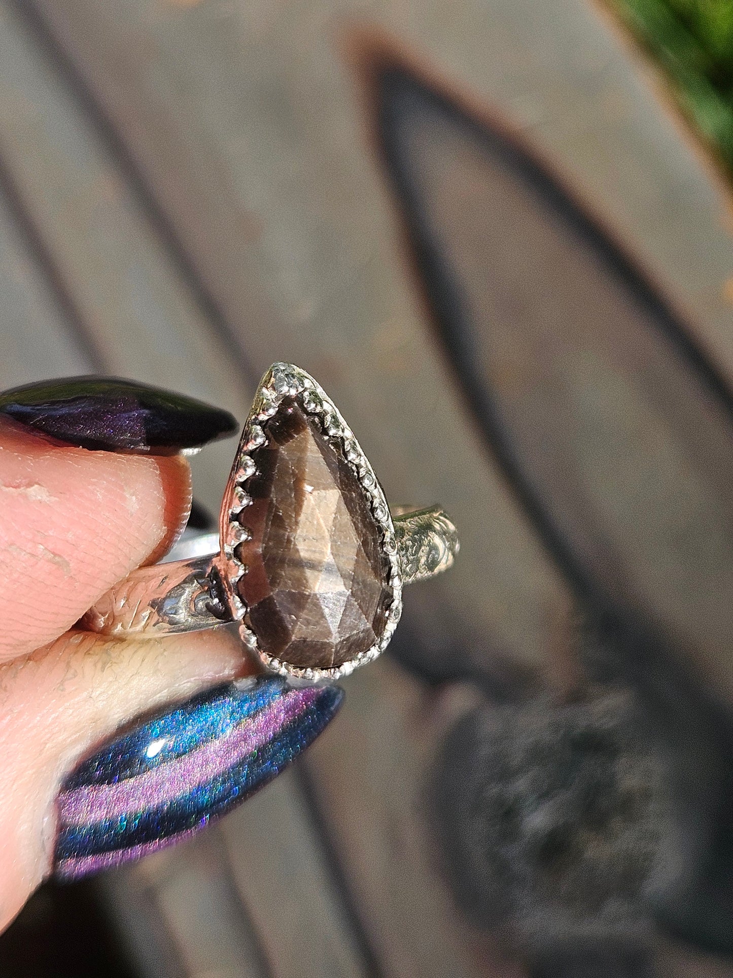 Brown Sapphire Ring, Size 7.5