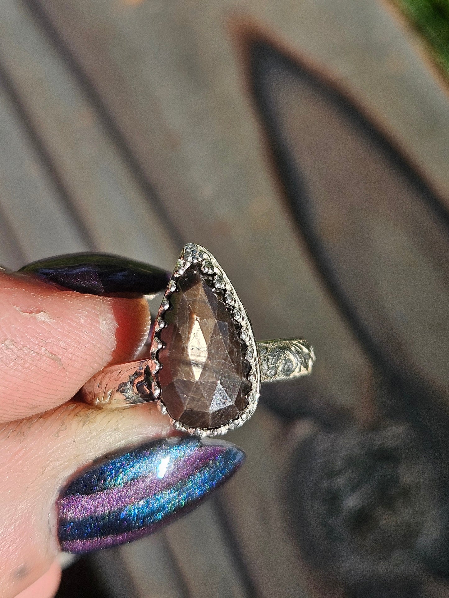 Brown Sapphire Ring, Size 7.5