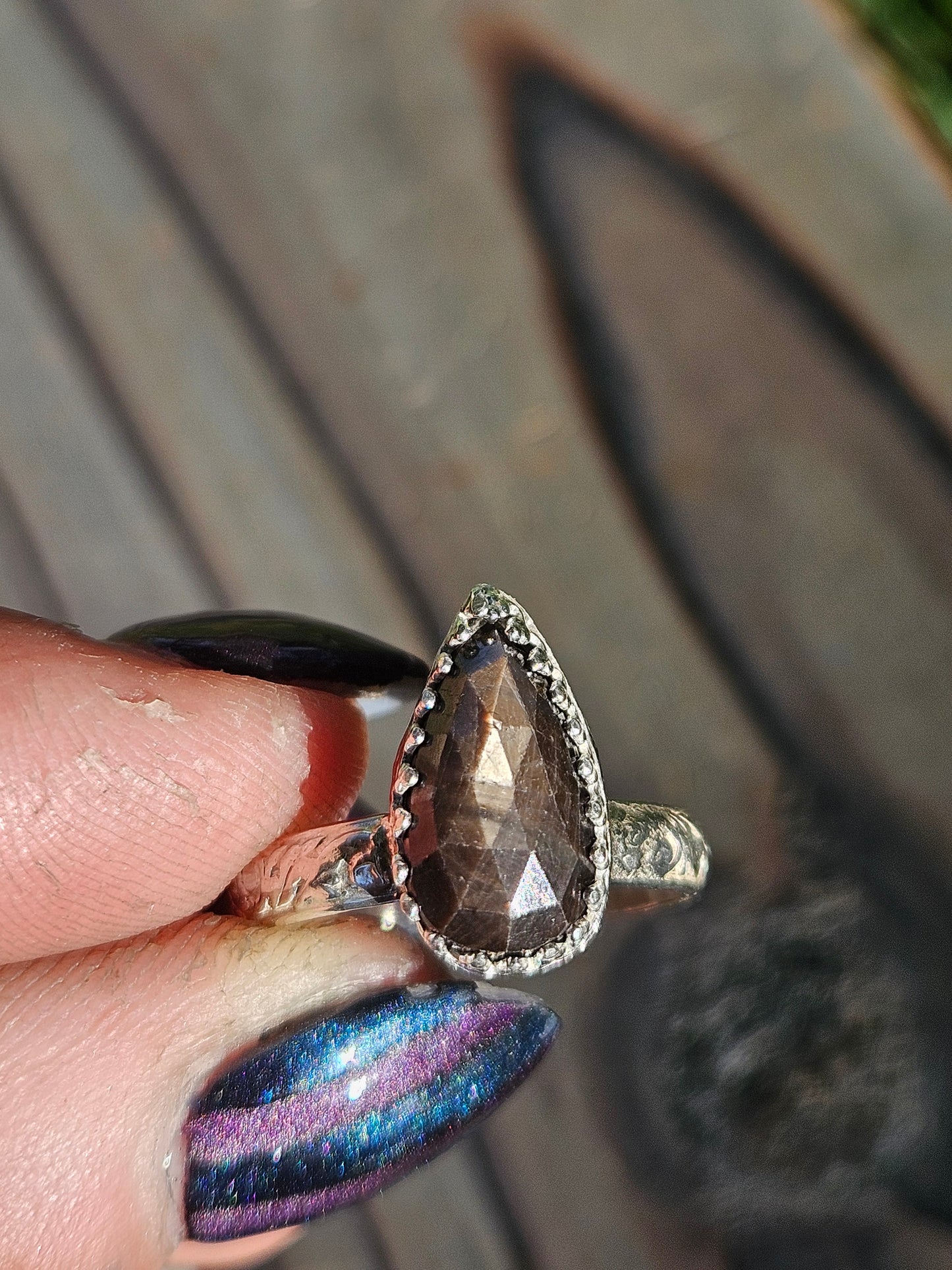 Brown Sapphire Ring, Size 7.5