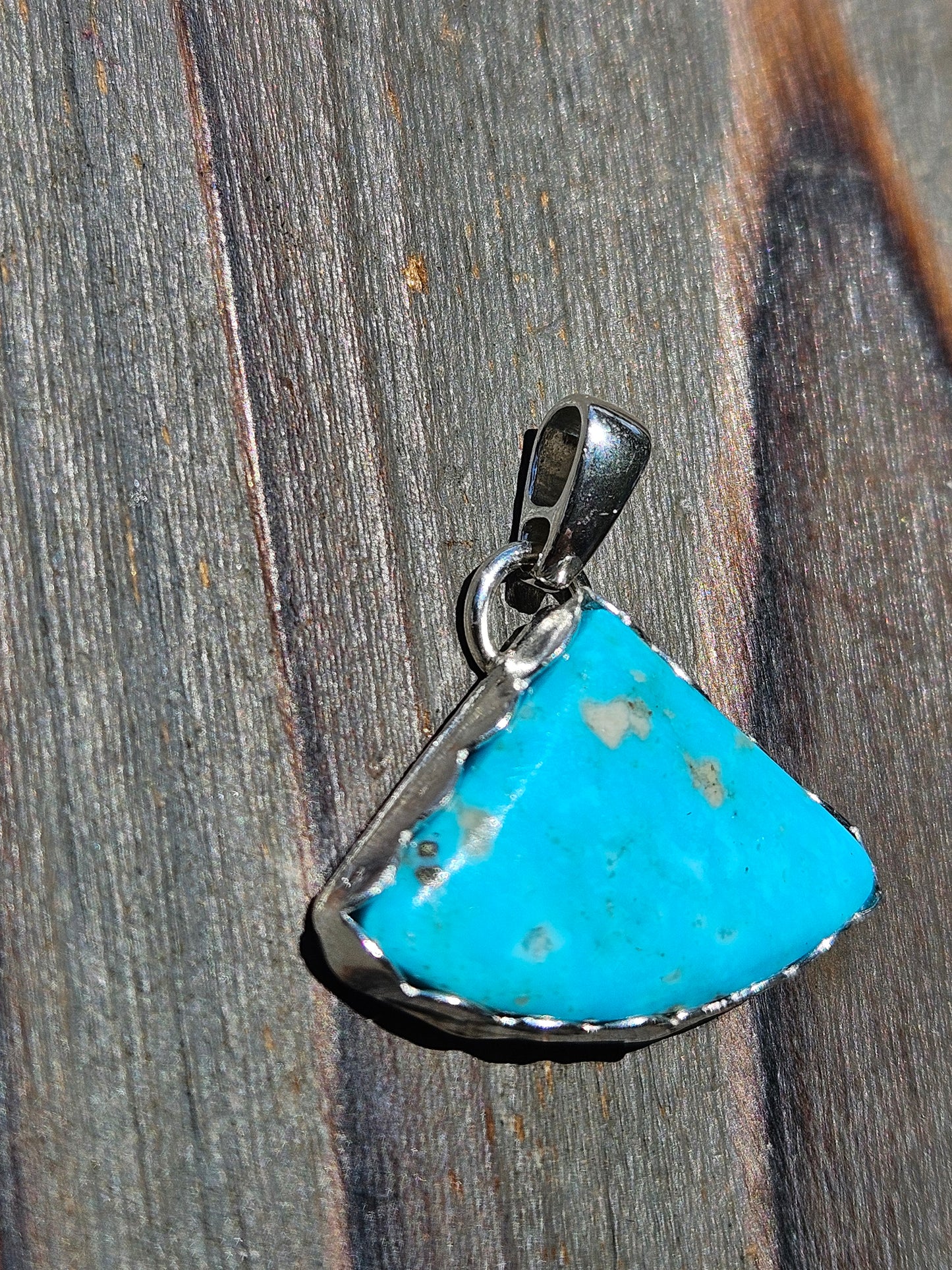Sleeping Beauty Turquoise Fan Pendant