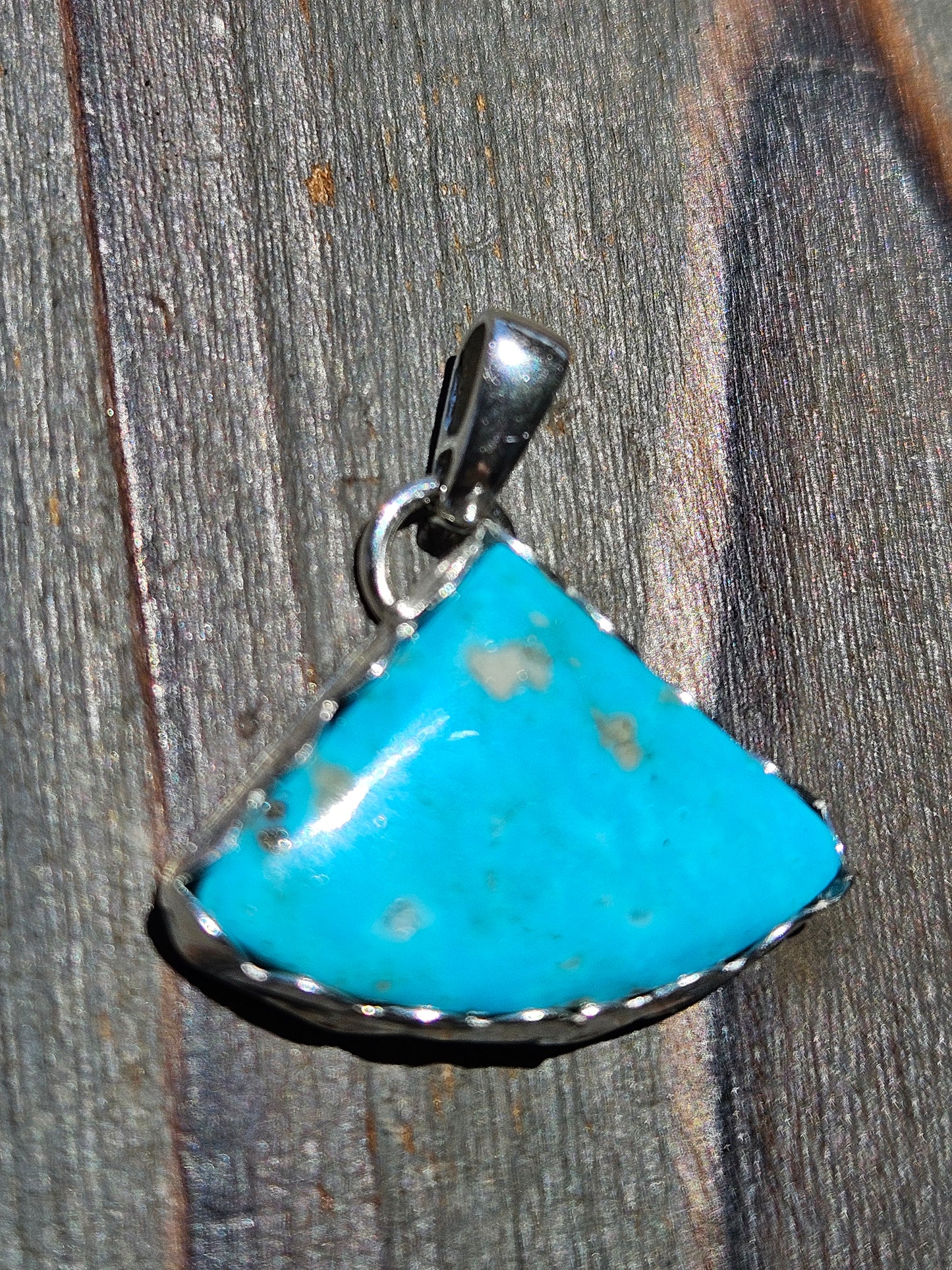 Sleeping Beauty Turquoise Fan Pendant